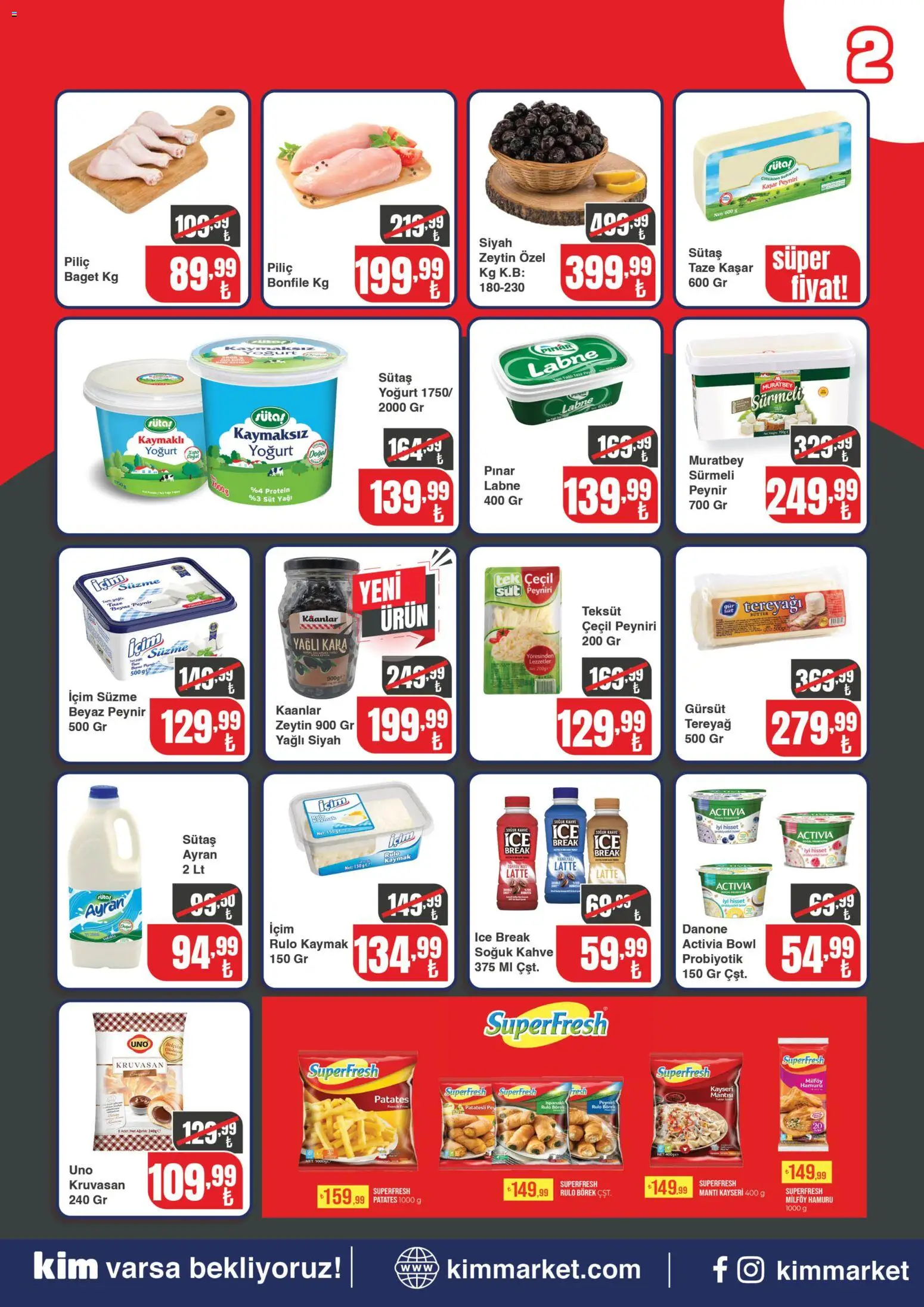 Kim Market Katalog - Marmara Insert - 06 Temmuz 2026 tarihinden itibaren geçerlidir | Sayfa: 2 | Ürünler: Süt, Tereyağı, Patates, Piliç