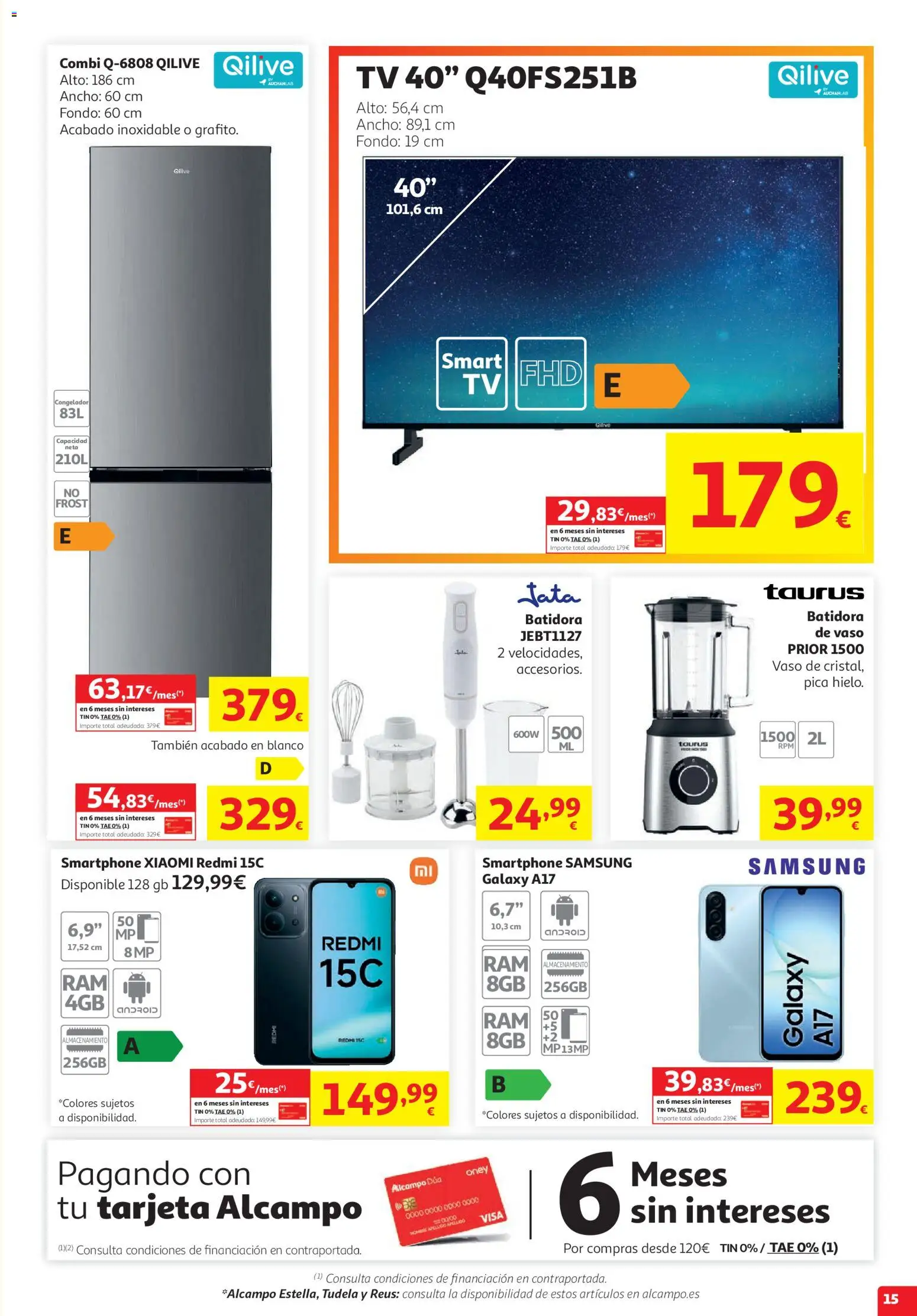 Alcampo Superstore Nacional │ válido desde el 19.05.2026 | Página: 15 | Productos: Smartphone Samsung, Smartphone, Congelador, Combi