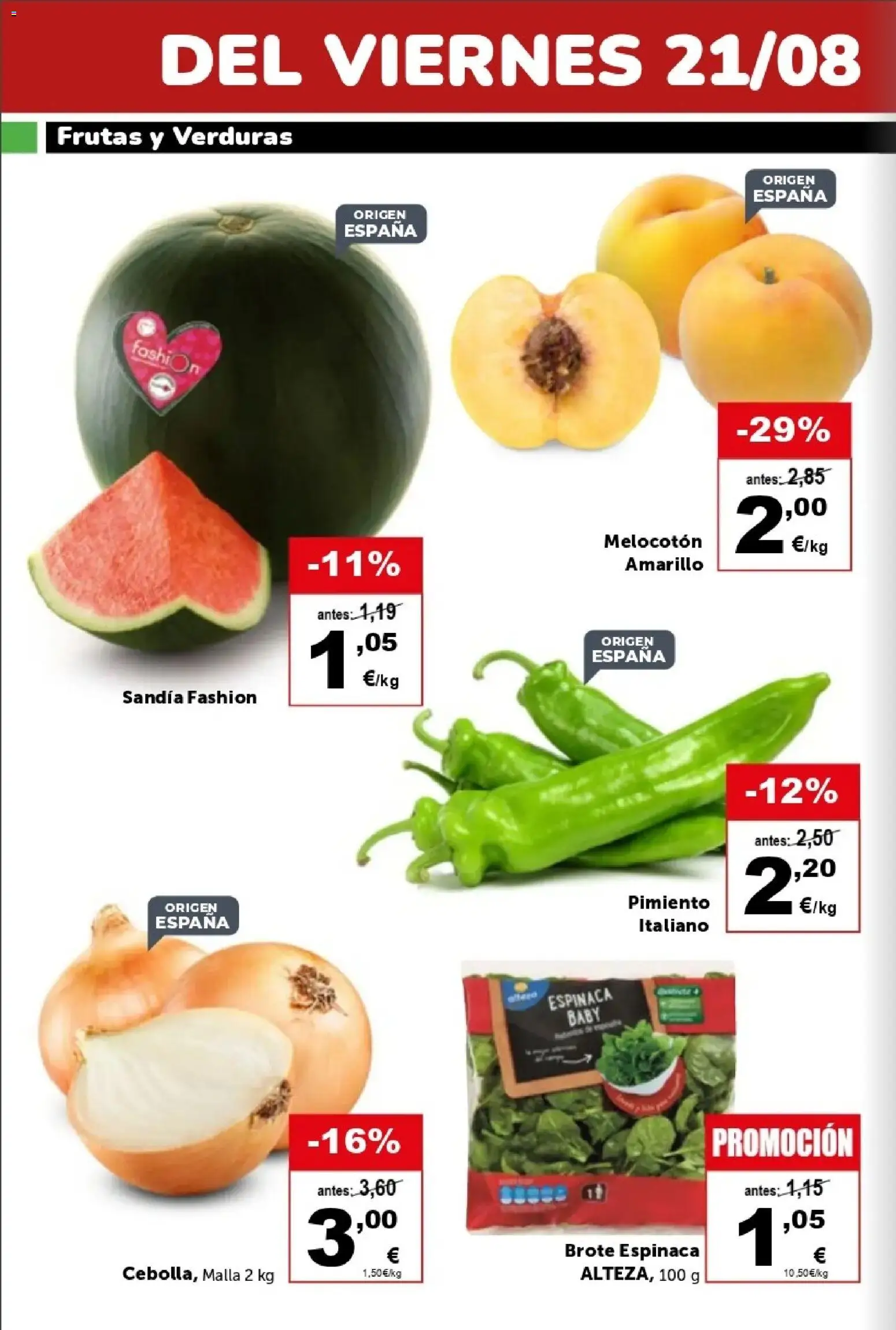 Masymas folleto │ válido desde el 21/08/2026 | Página: 5 | Productos: Espinaca, Verduras, Pimiento, Sandía