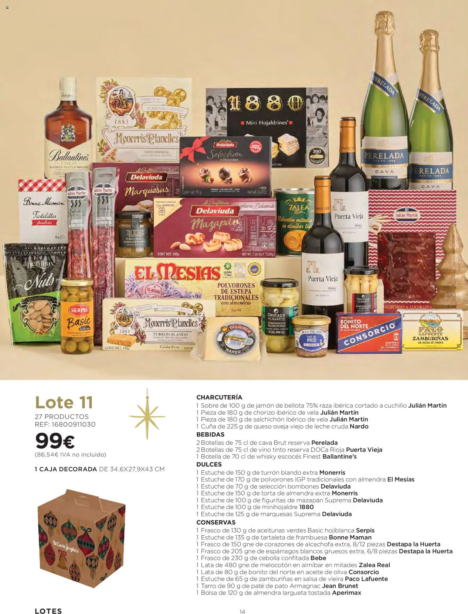 El Corte Inglés Cestas Navidad 2026 │ válido desde el 08/10/2026 | Página: 14 | Productos: Aceitunas, Conservas, Leche, Whisky