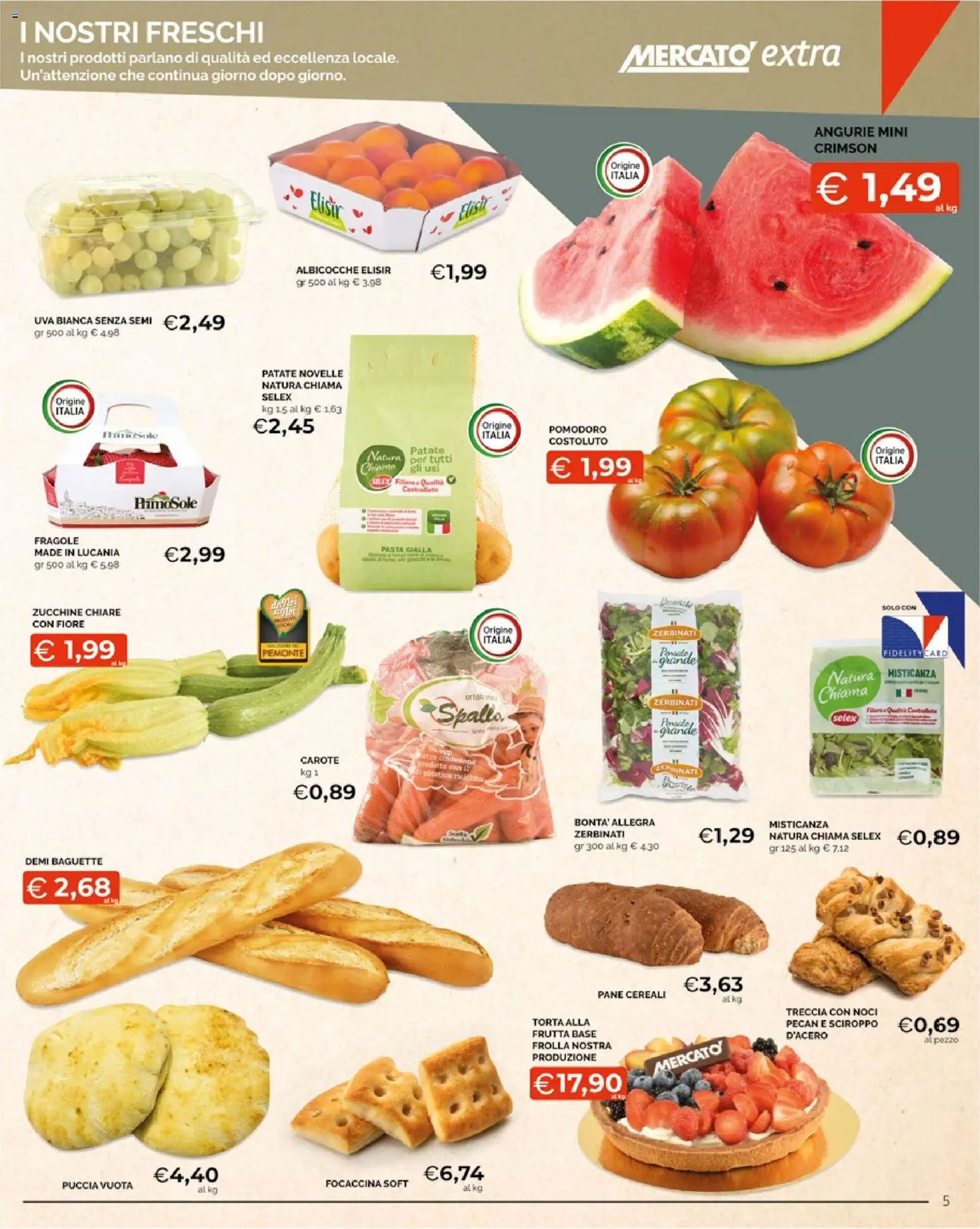 Volantino Mercatò del 25.05.2026 | Pagina: 5 | Prodotti: Misticanza, Pane, Fragole, Albicocche