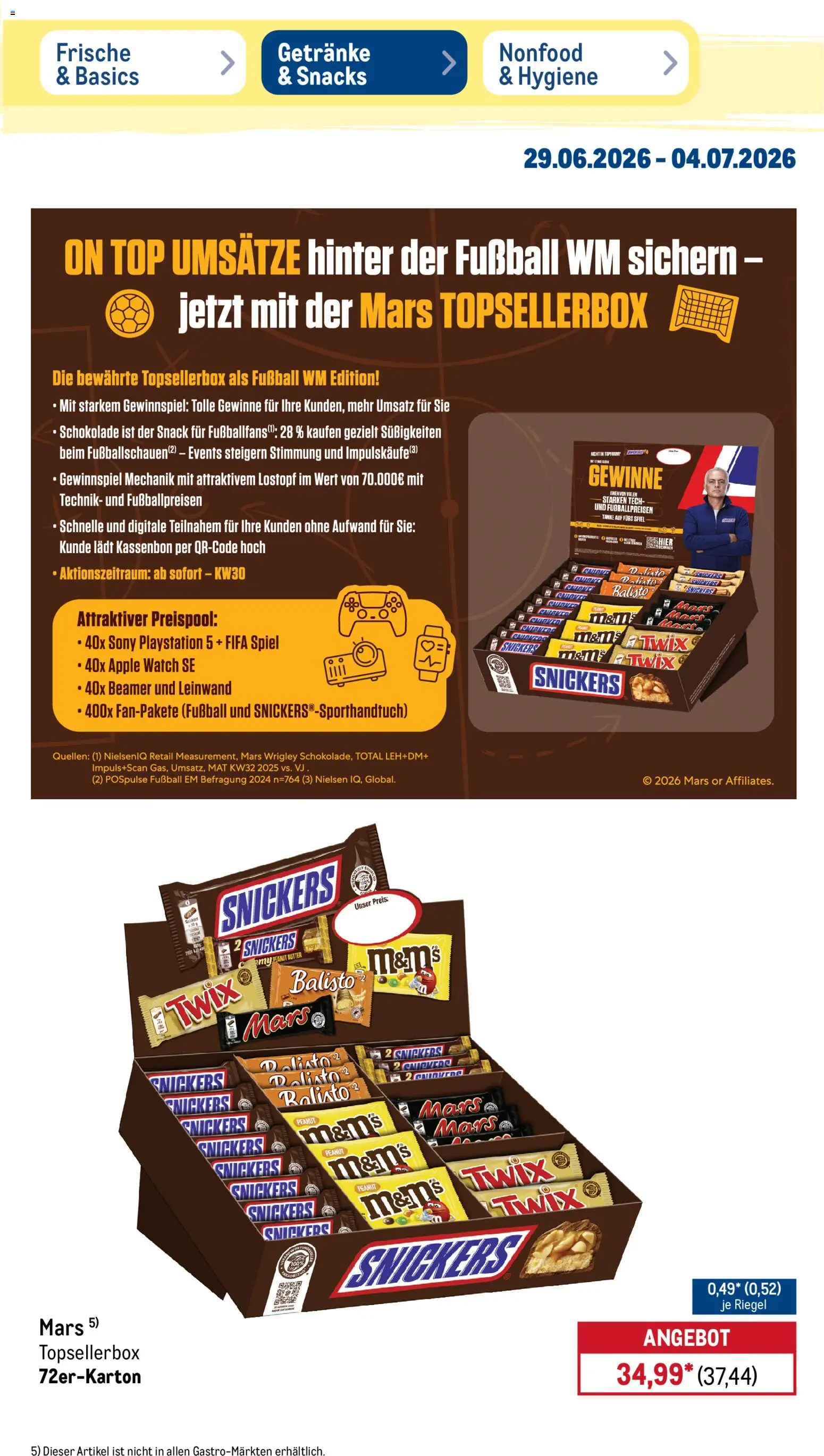 Metro Non Food & Hygiene – gültig ab 29.06.2026 | Seite: 18 | Produkte: Playstation, Snickers, Apple, Mars