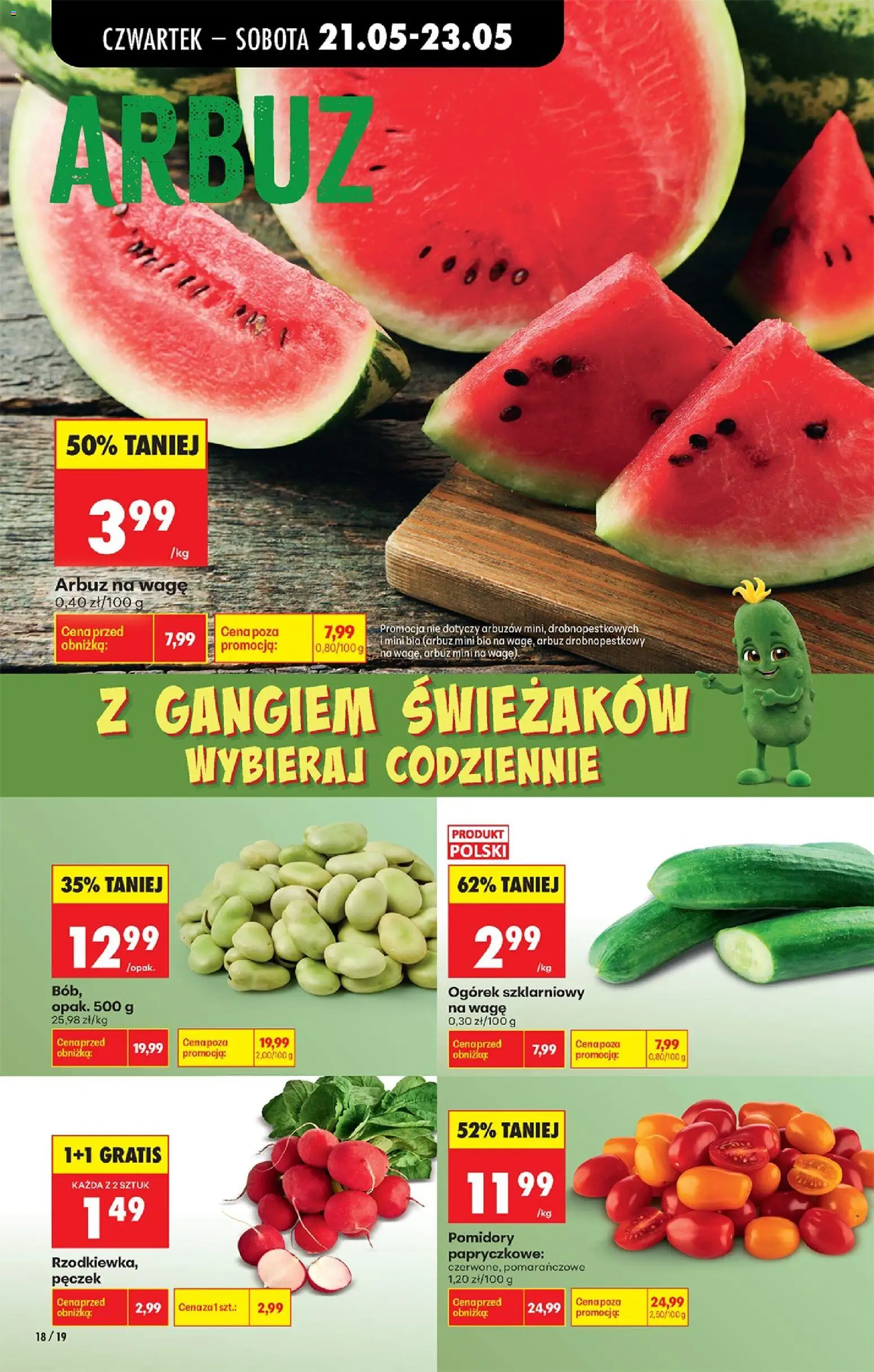 Biedronka gazetka od czwartku od 21.05.2026 | Strona: 20 | Produkty: Arbuz, Pomidory, Ogórek szklarniowy