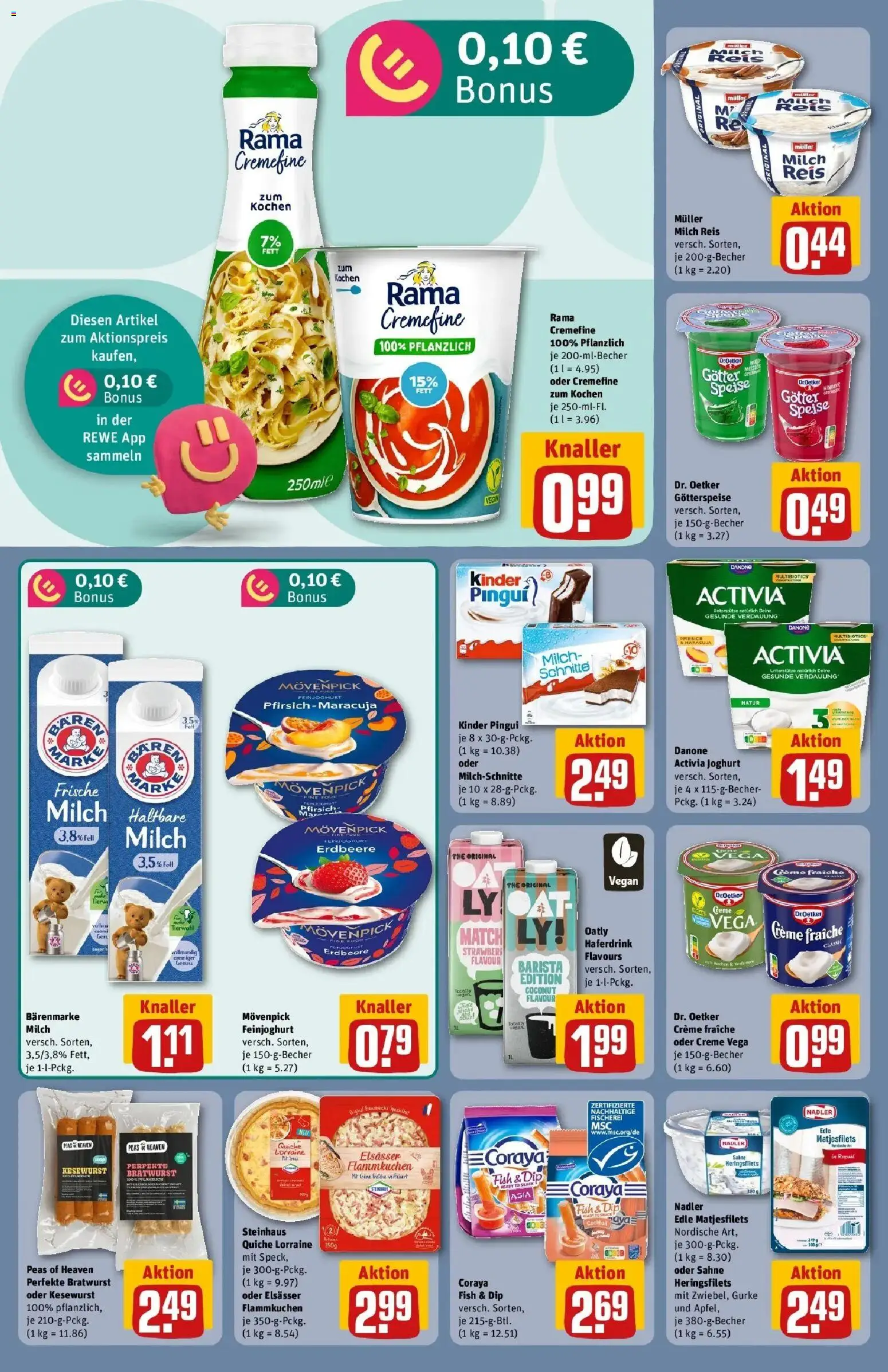 REWE Prospekt ab 17.08.2026 zum Blättern » Angebote | Seite: 16 | Produkte: Bratwurst, Pfirsich, Reis, Sahne