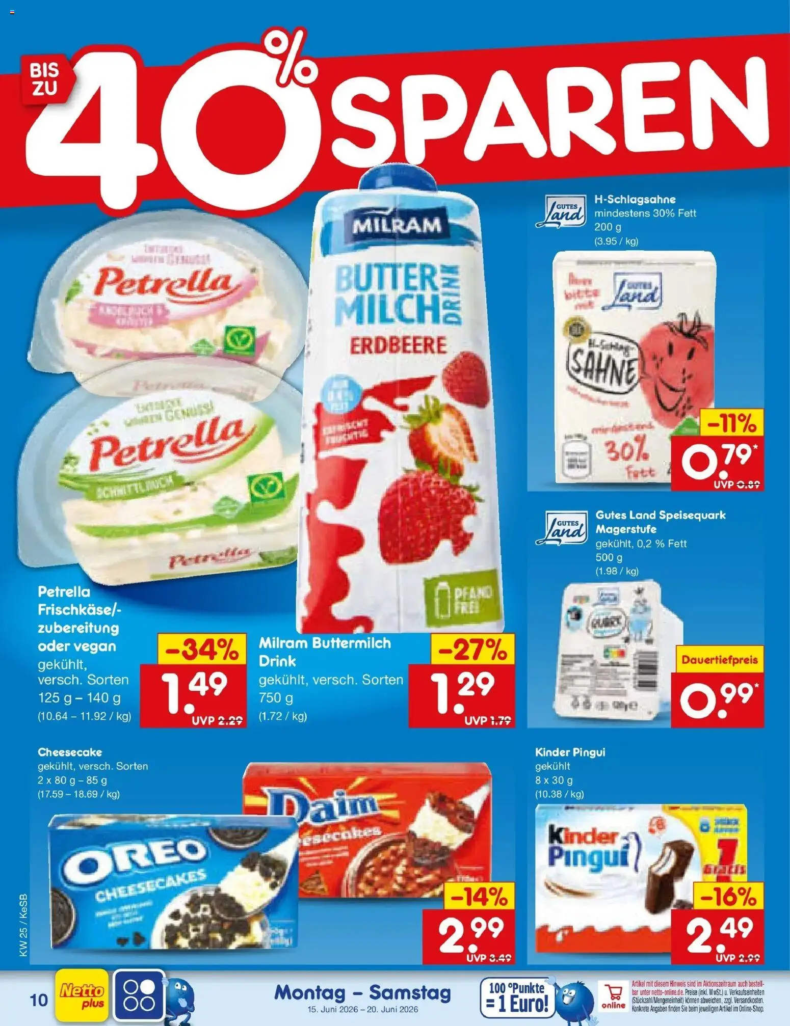 Netto Marken-Discount Prospekt Bonn – gültig ab 15.06.2026 | Seite: 12 | Produkte: Buttermilch, Milram, Sahne, Speisequark