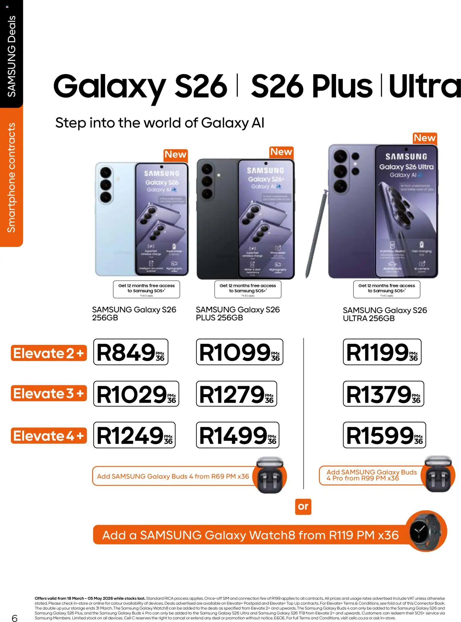 New Cell C catalogue – valid from 18.03.2026 | Page: 8 | Products: Sim, Smartphone, Connector, Stock