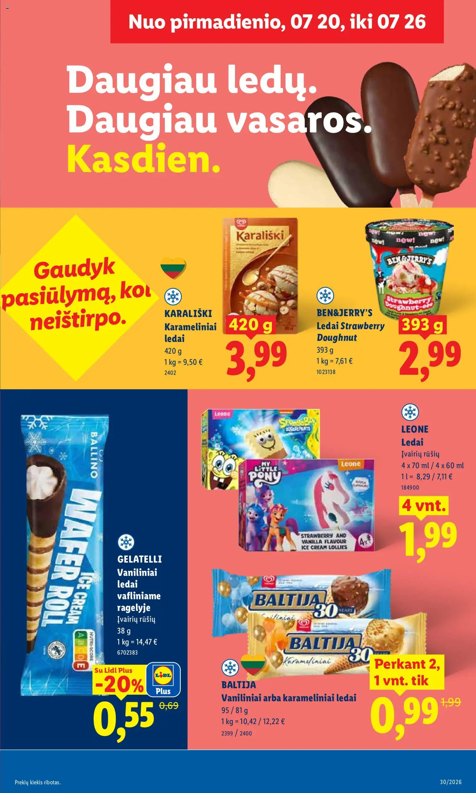 LIDL akcijos nuo 2026.07.20 | Puslapis: 16 | Prekių: Ledai