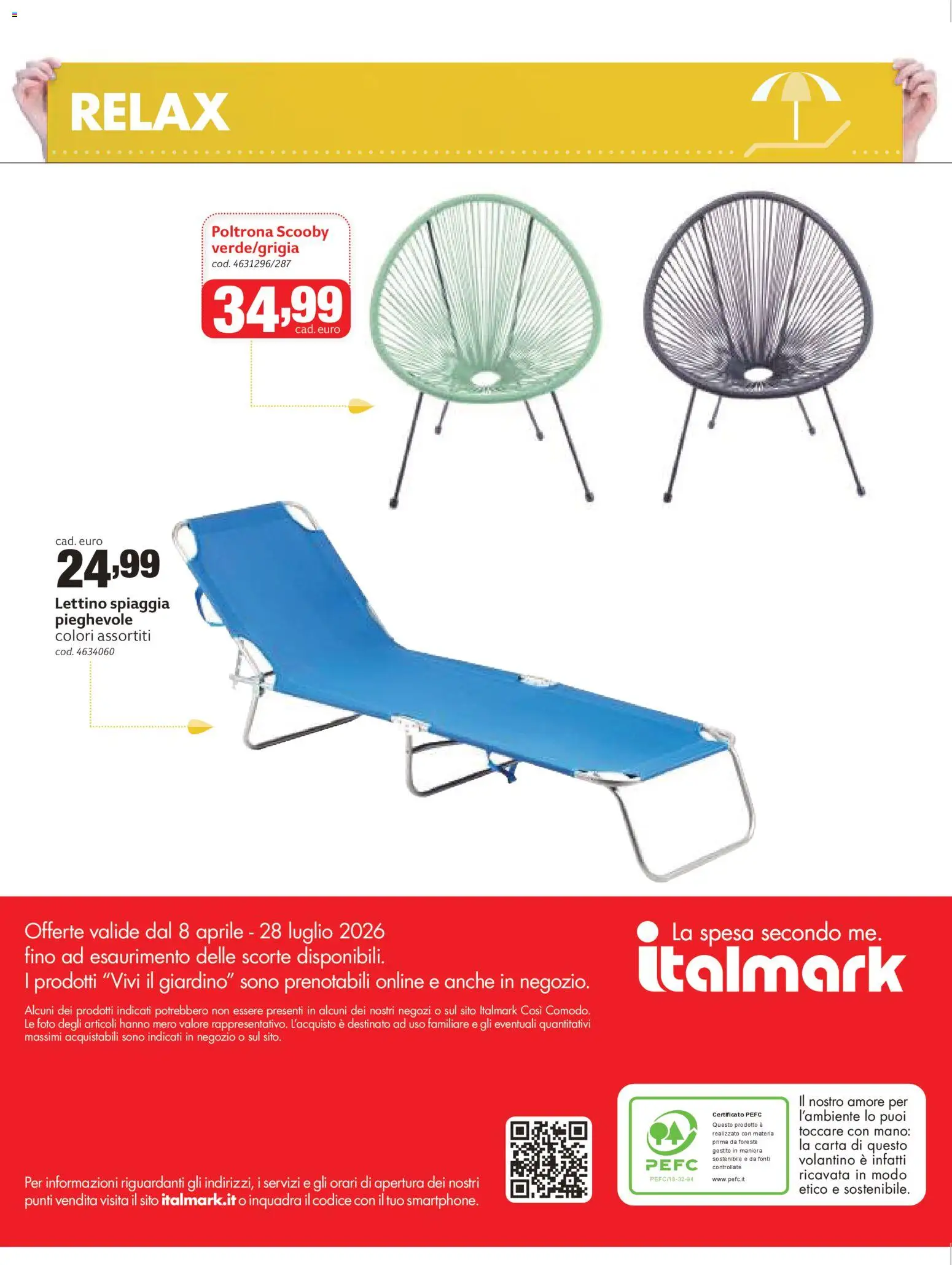 Volantino Italmark del 08.04.2026 | Pagina: 24 | Prodotti: Lettino, Poltrona