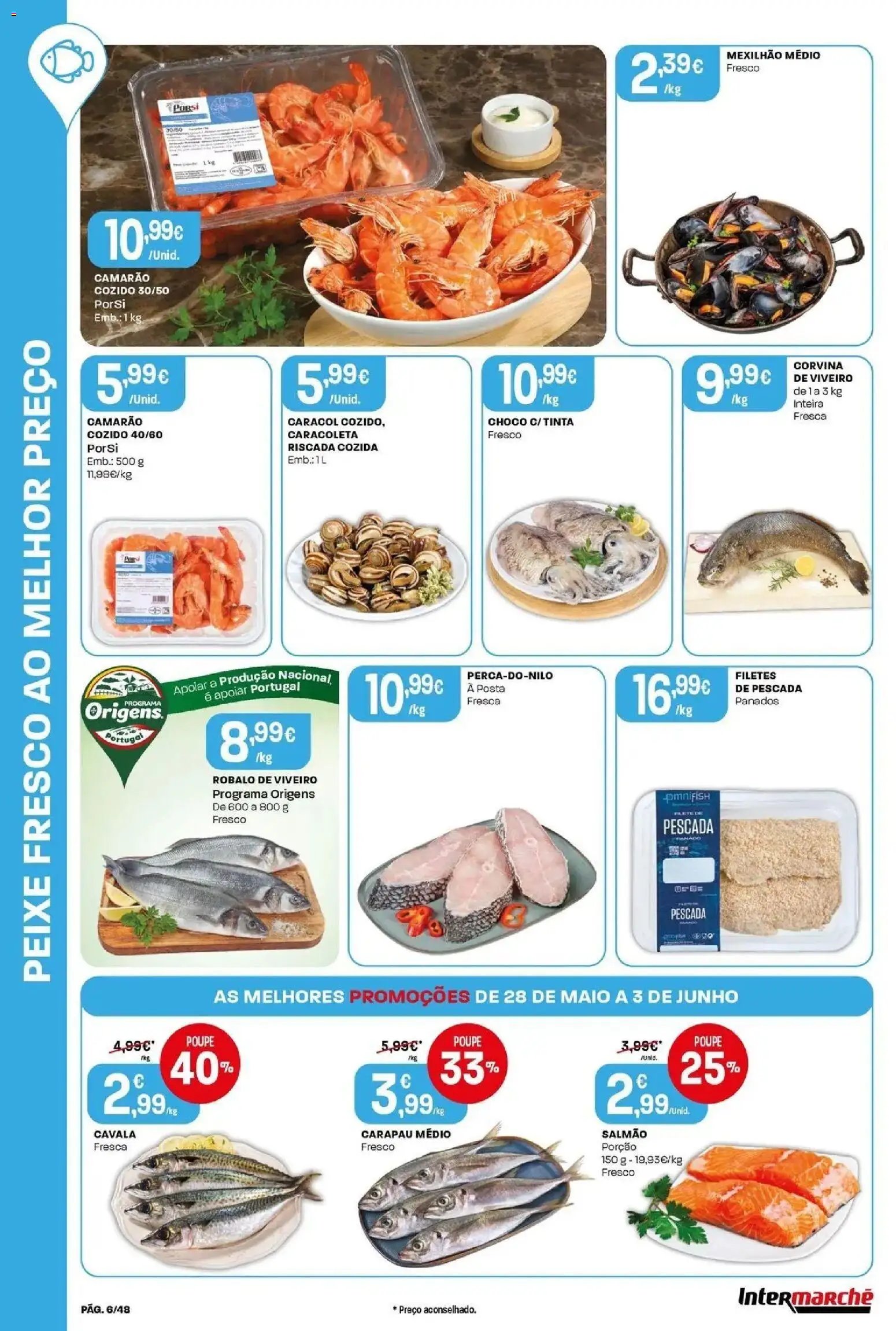 Intermarché - Isto é que são preços BAIXOS! │ válido de 28.05.2026 | Página: 6 | Produtos: Pescada, Camarão, Salmão, Peixe