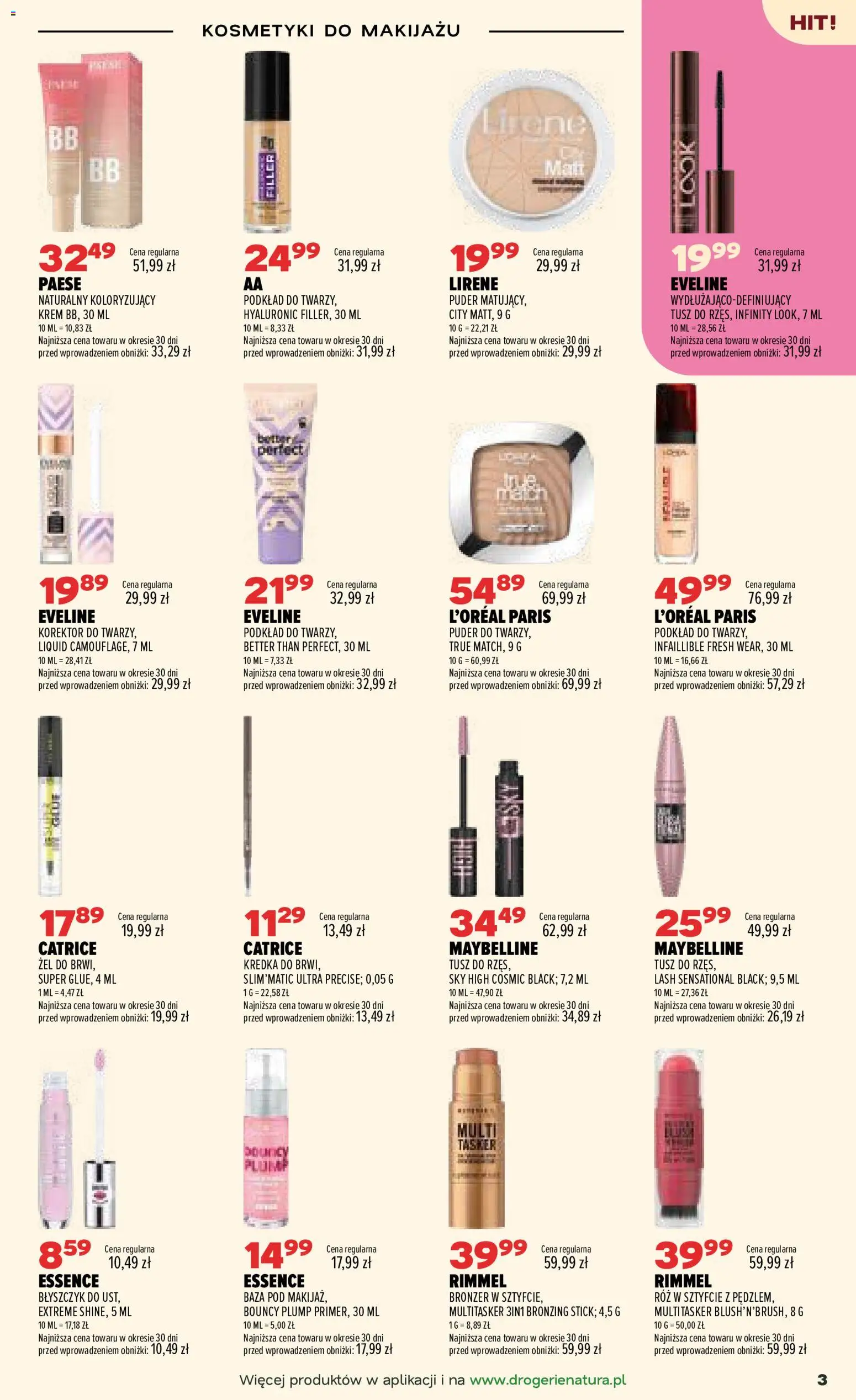 Drogerie Natura gazetka od 07.07.2026 | Strona: 3 | Produkty: Korektor, Puder, Bronzer, Błyszczyk