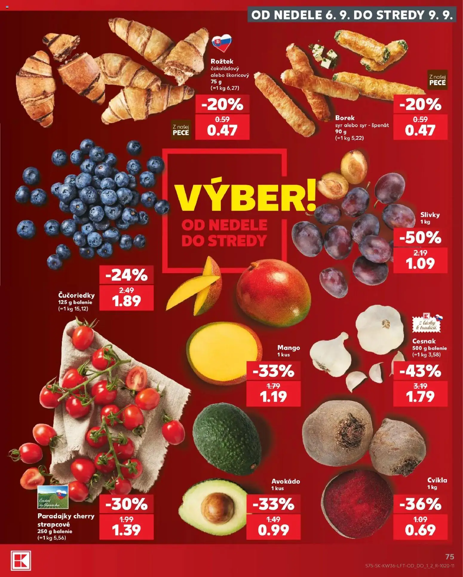 Nové Kaufland akcie – leták je platný od 03.09.2026 | Strana: 75 | Produkty: Syr, Cesnak, Mango, Slivky