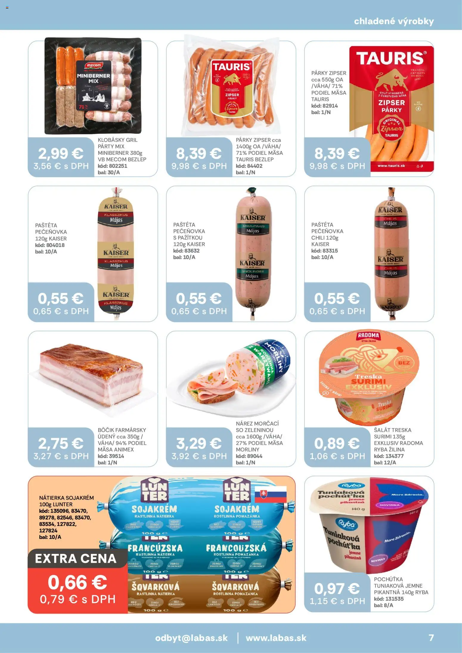 Nové Labaš akcie – leták je platný od 14.08.2026 | Strana: 7 | Produkty: Gril, Ryba, Párky, Paštéta