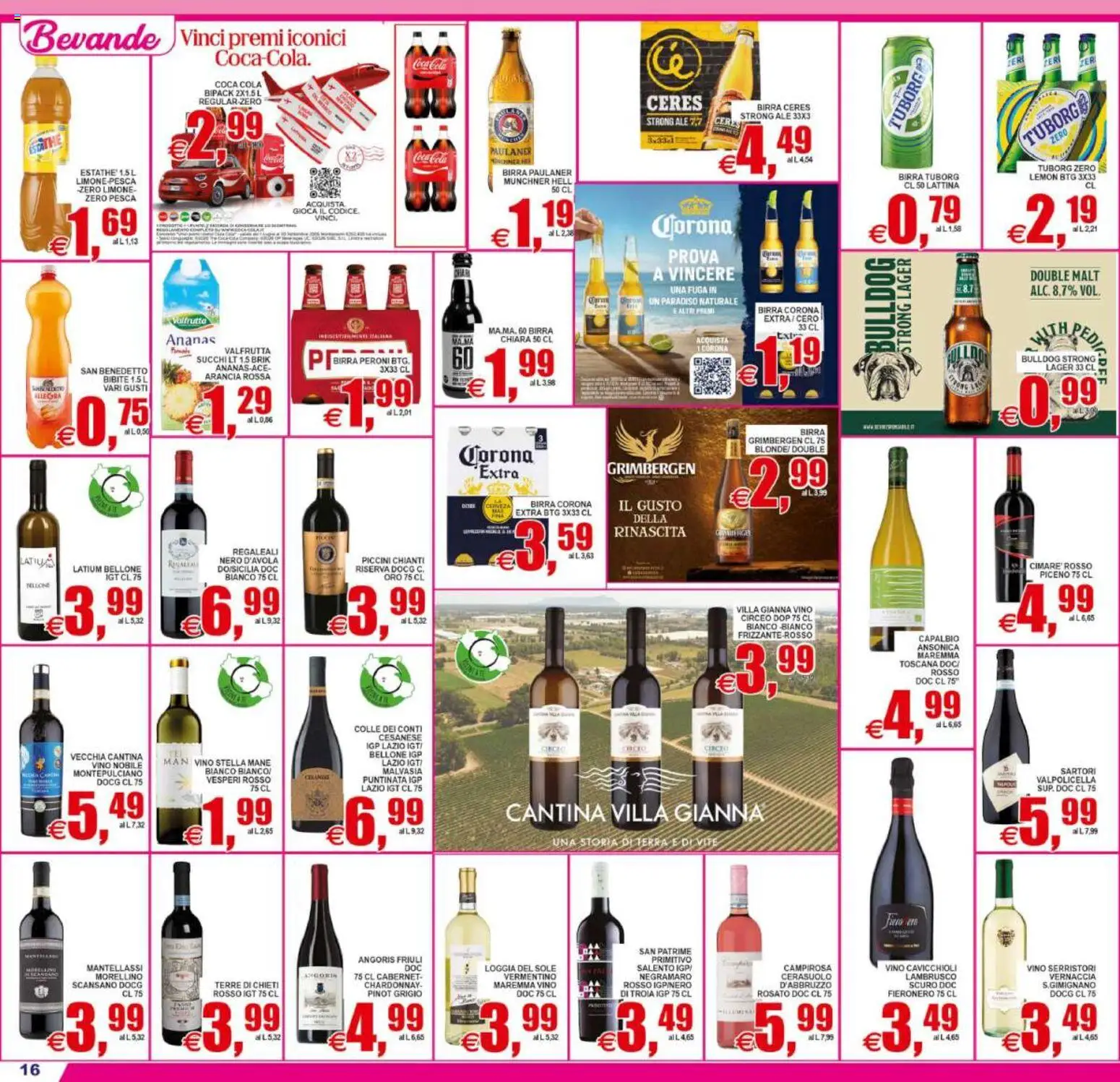 Volantino Pewex del 12/08/2026 | Pagina: 16 | Prodotti: Vino, Ananas, Coca Cola, Terra