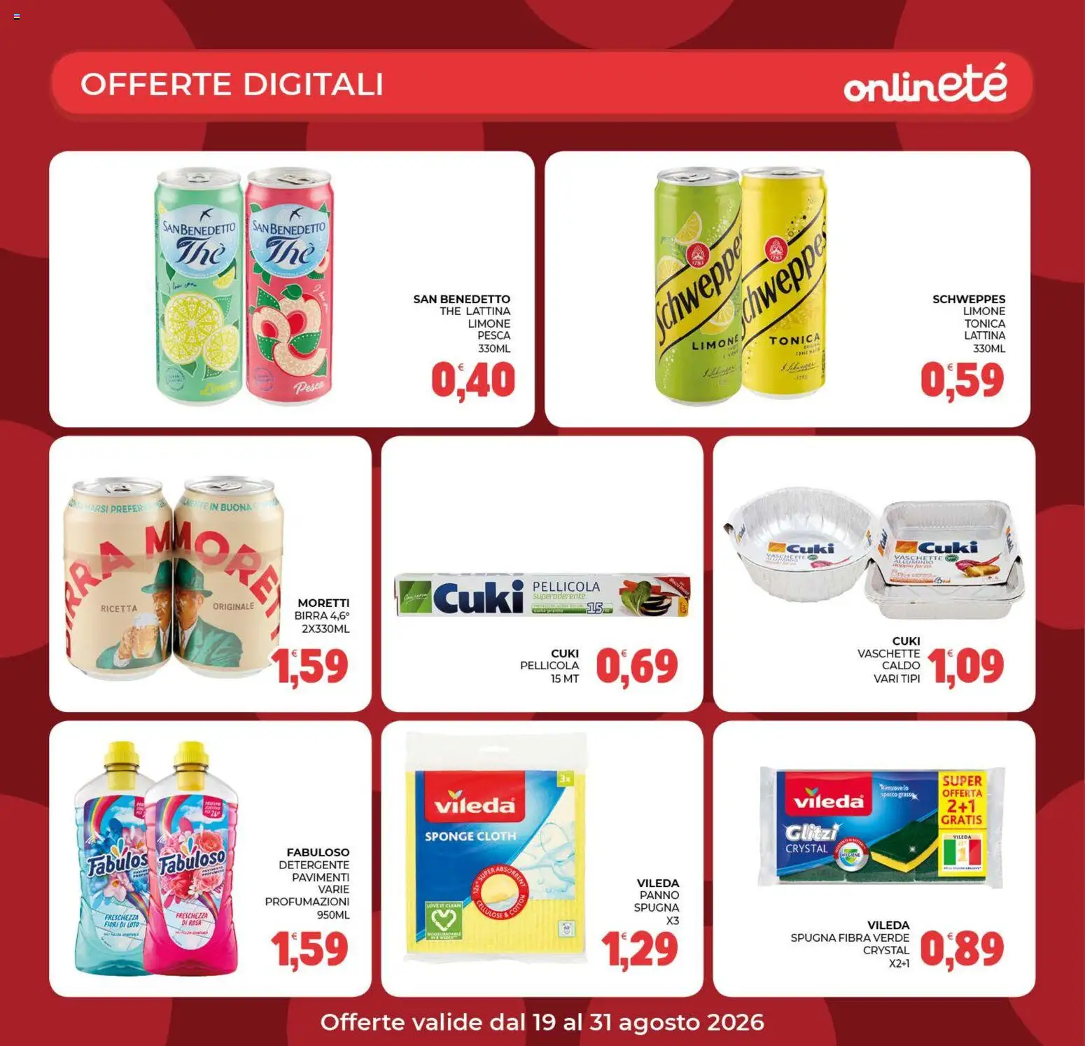 Volantino Eté del 19/08/2026 | Pagina: 28 | Prodotti: Spugna, Birra, Limone, Fiori