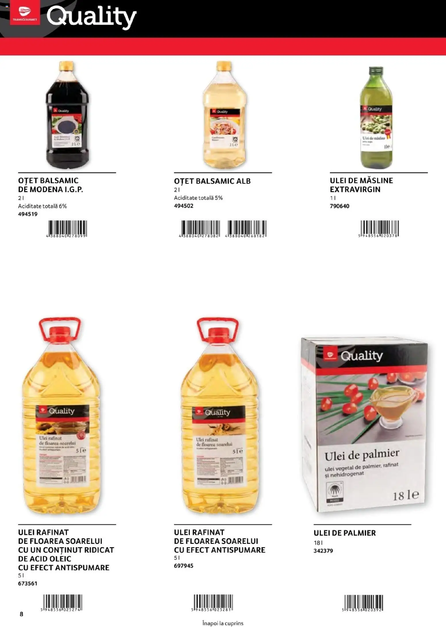 Noul catalog Selgros – valabil de la 01.08.2026 | Pagină: 8 | Produse: Măsline, Ulei de masline, Oțet, Floarea Soarelui