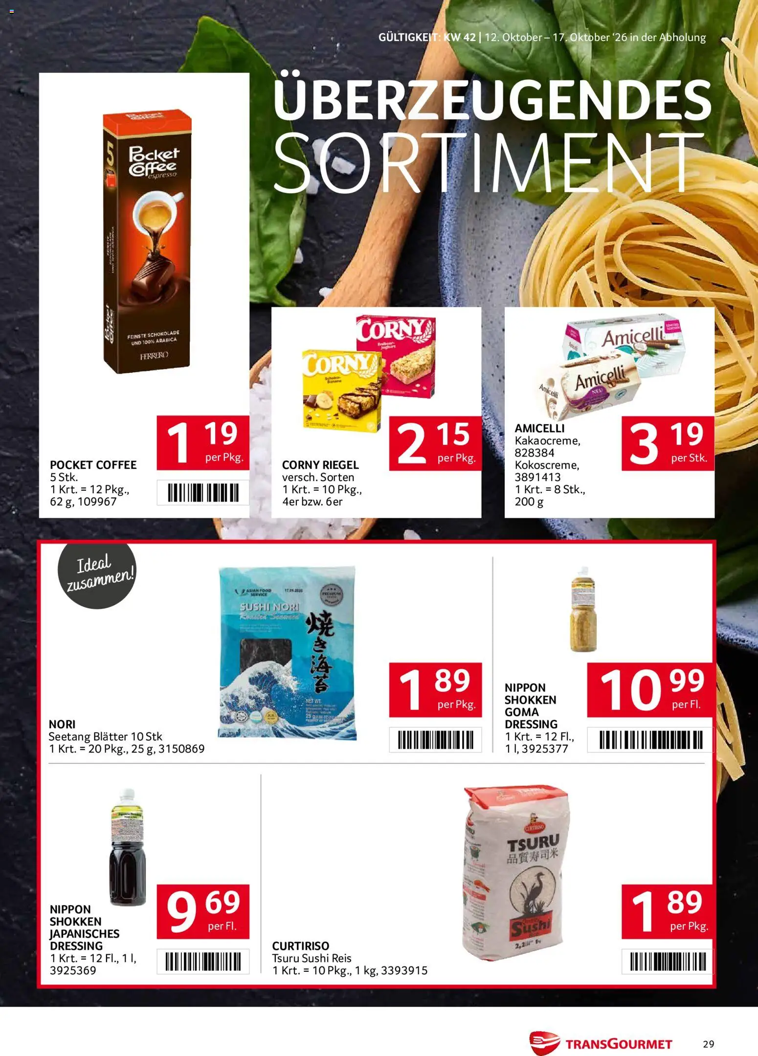 Transgourmet Broschüre gültig ab 11.10.2026 | Seite: 28 | Produkte: Dressing, Schokolade, Reis