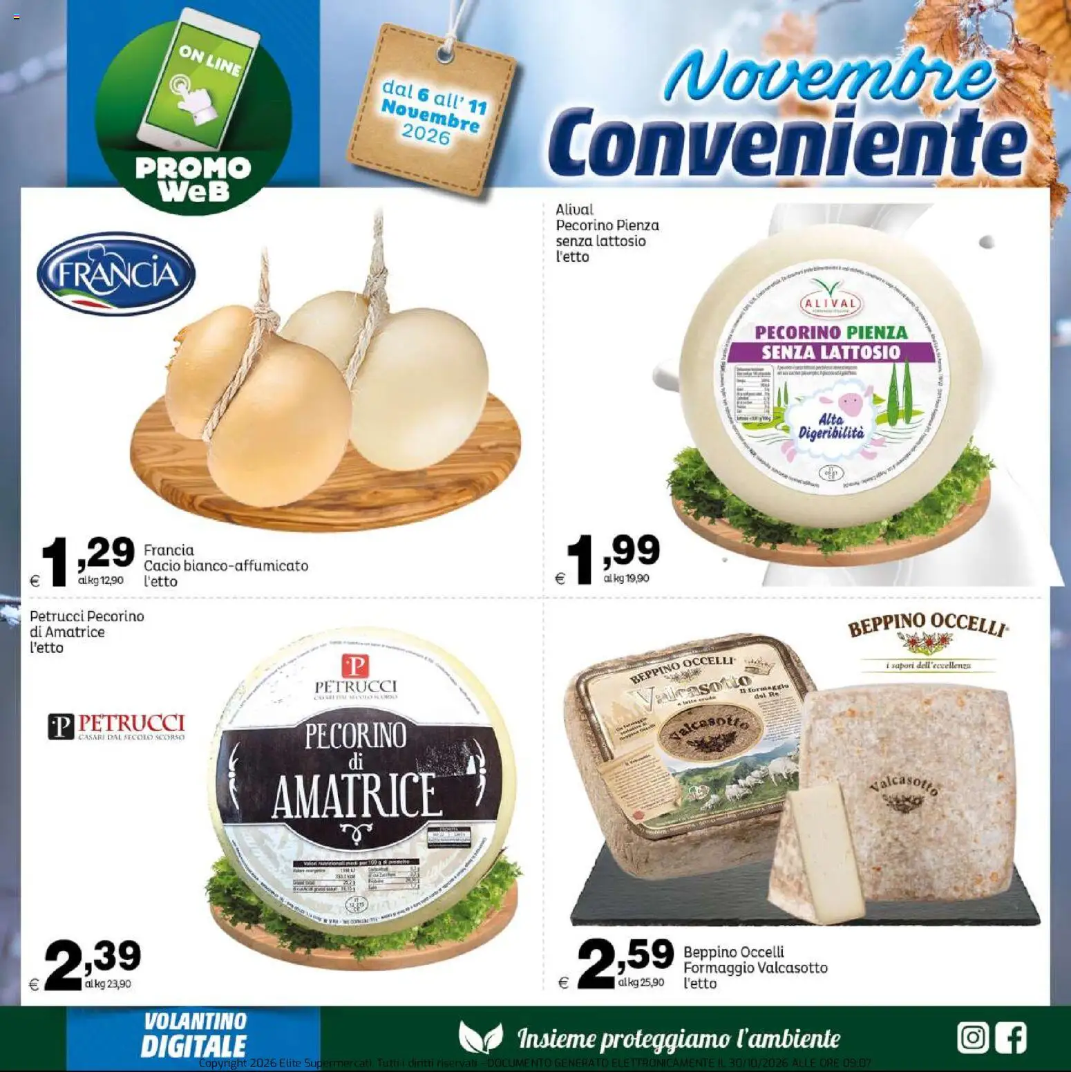 Volantino Elite Supermercati del 06/11/2026 | Pagina: 5 | Prodotti: Formaggio, Pecorino, Senza lattosio