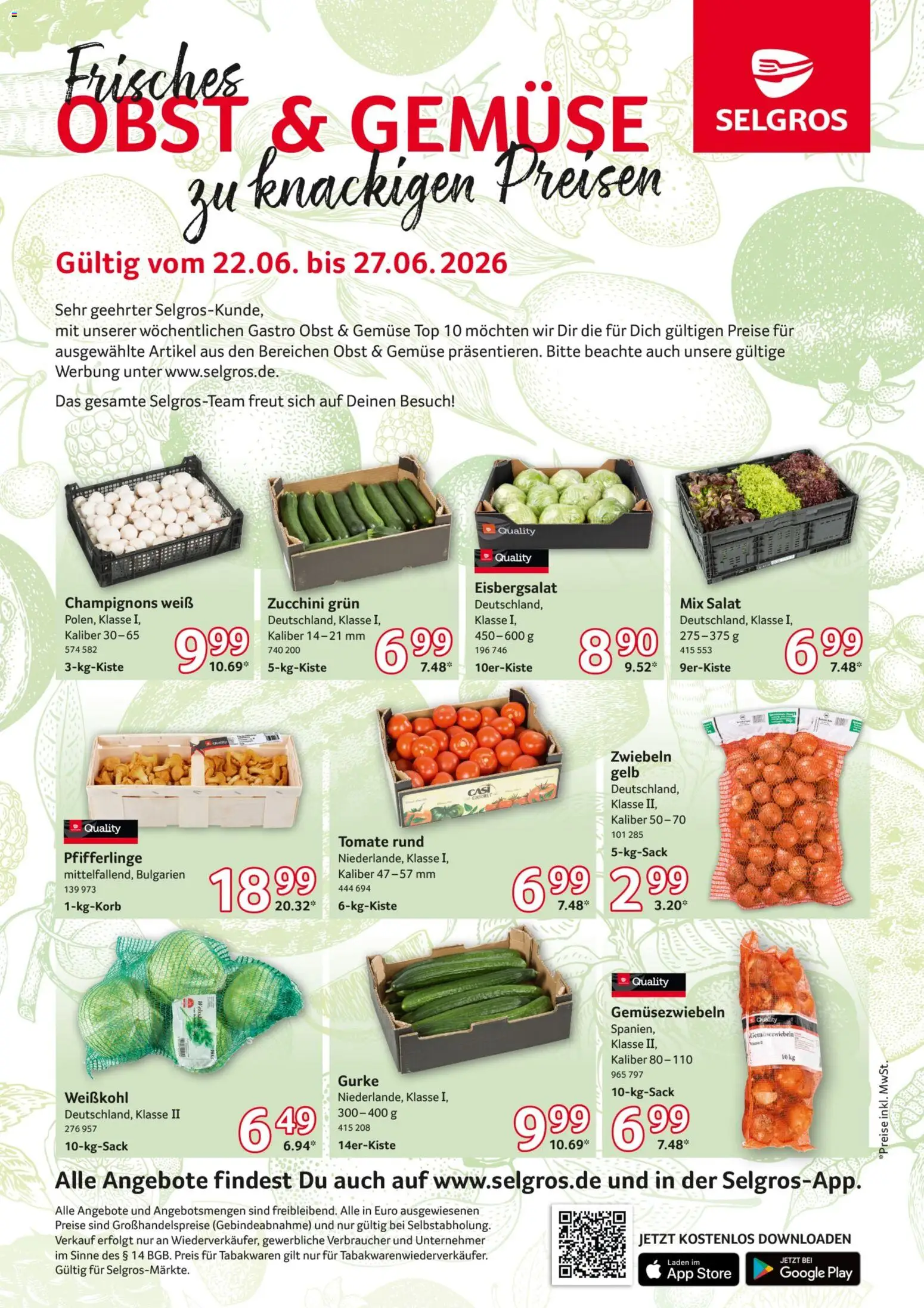 Selgros Obst & Gemüse – gültig ab 22.06.2026 | Seite: 1