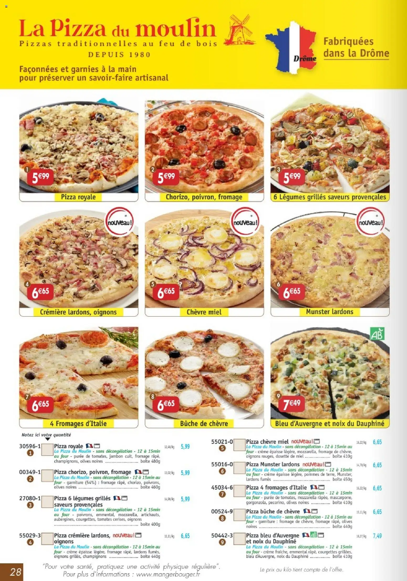 {H1} | Page: 28 | Produits: Emmental, Mozzarella, Jambon, Noix