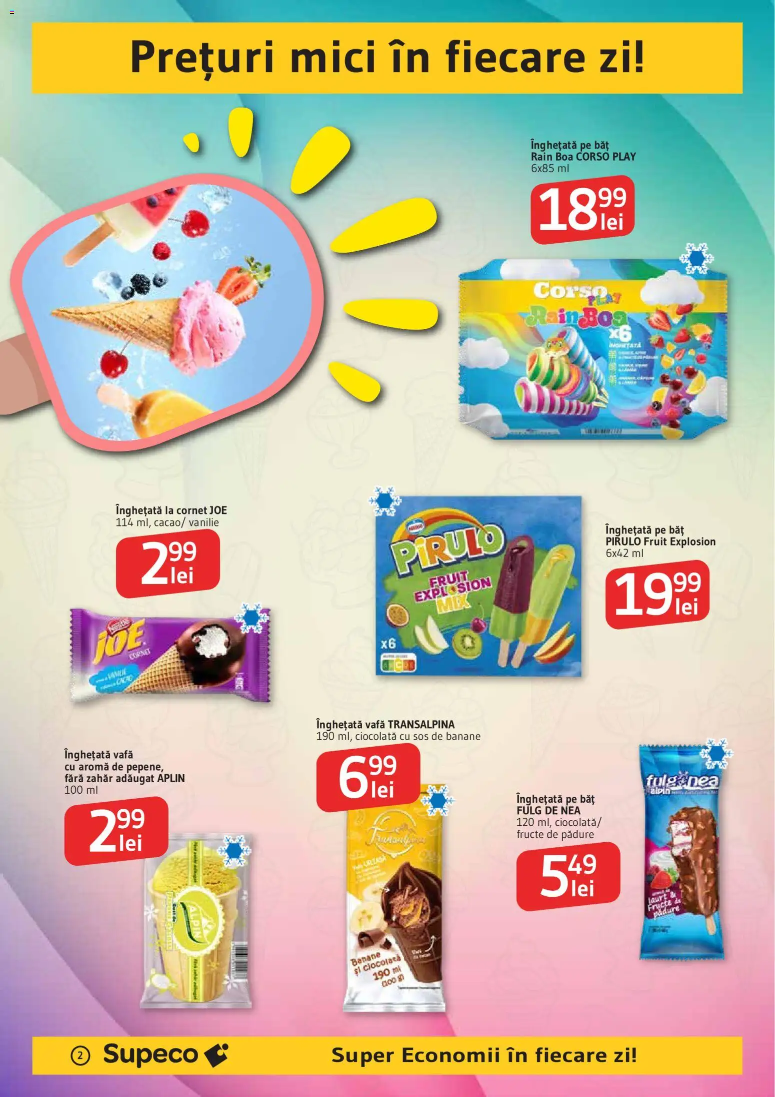 Noul catalog Supeco – valabil de la 07.05.2026 | Pagină: 2 | Produse: Înghețată, Fructe, Sos, Zahăr