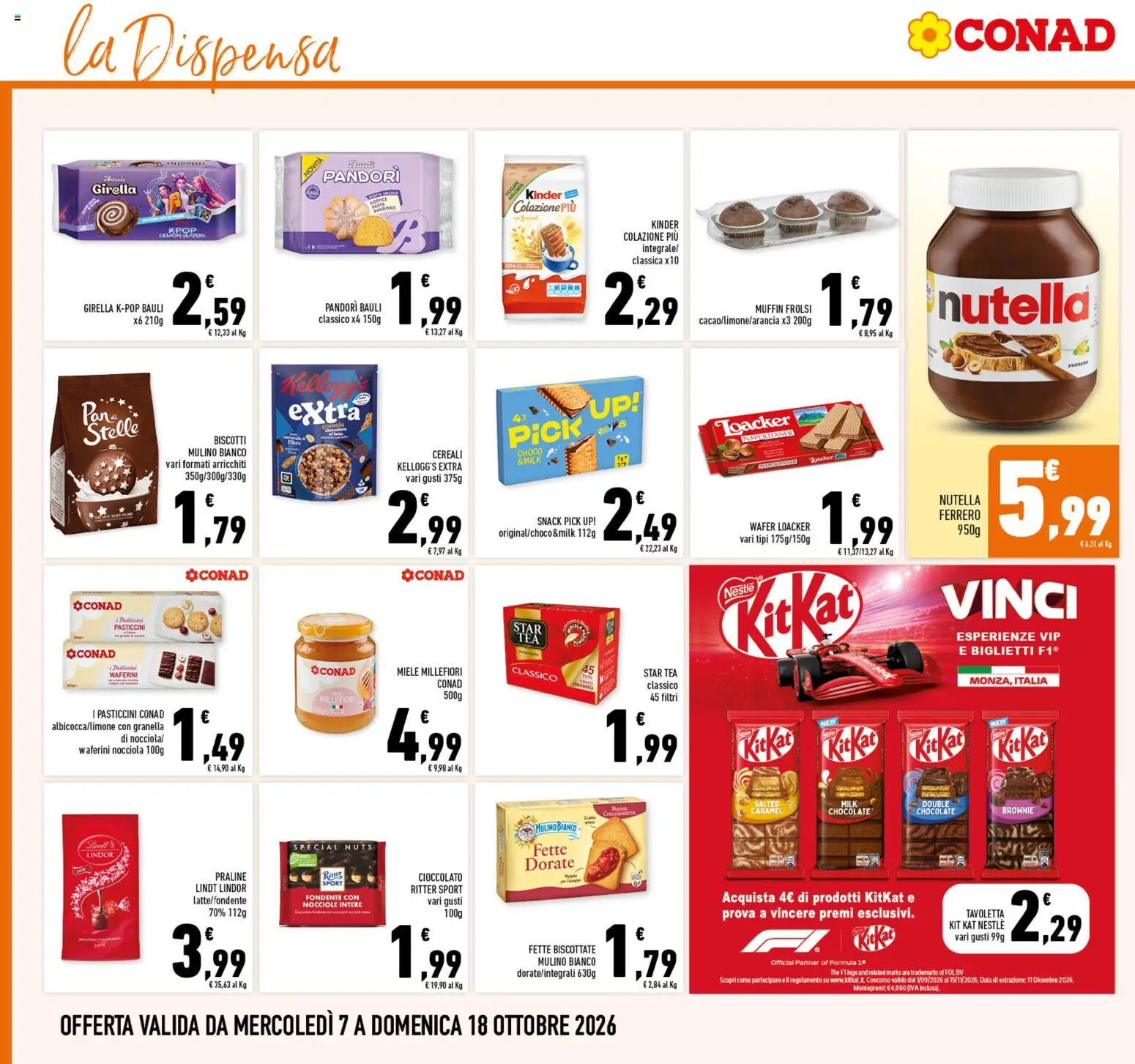 Volantino Conad del 07/10/2026 | Pagina: 14 | Prodotti: Biscotti, Data, The, Miele