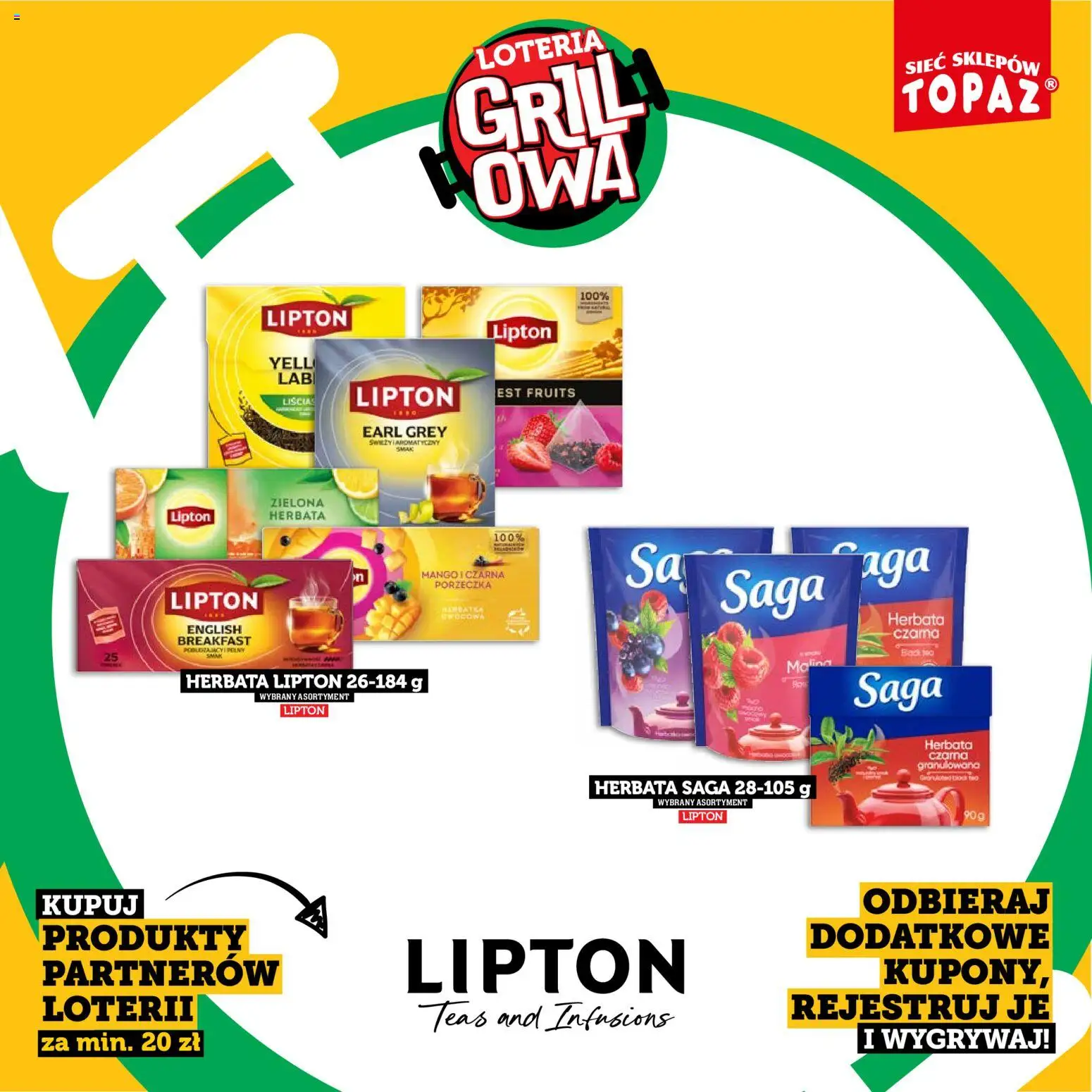 Topaz gazetka - Kupuj, Grilluj I Wygrywaj od 20.04.2026 | Strona: 33 | Produkty: Mango, Grill, Porzeczka, Herbata