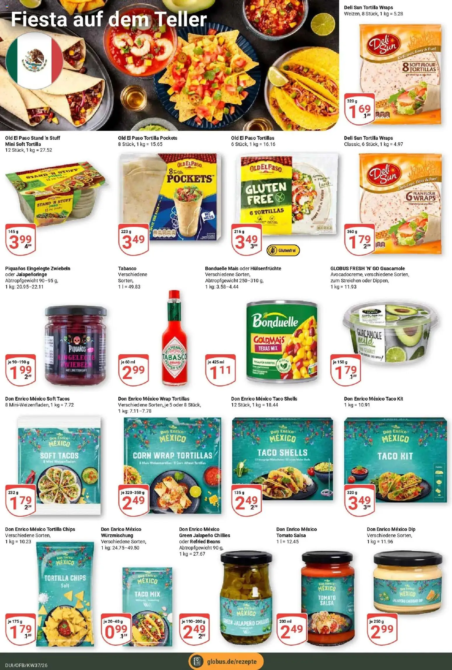 Globus Prospekt Duisburg (ab 07.09.2026) » Angebote online | Seite: 20 | Produkte: Mais, Tortillas, Zwiebeln, Chips