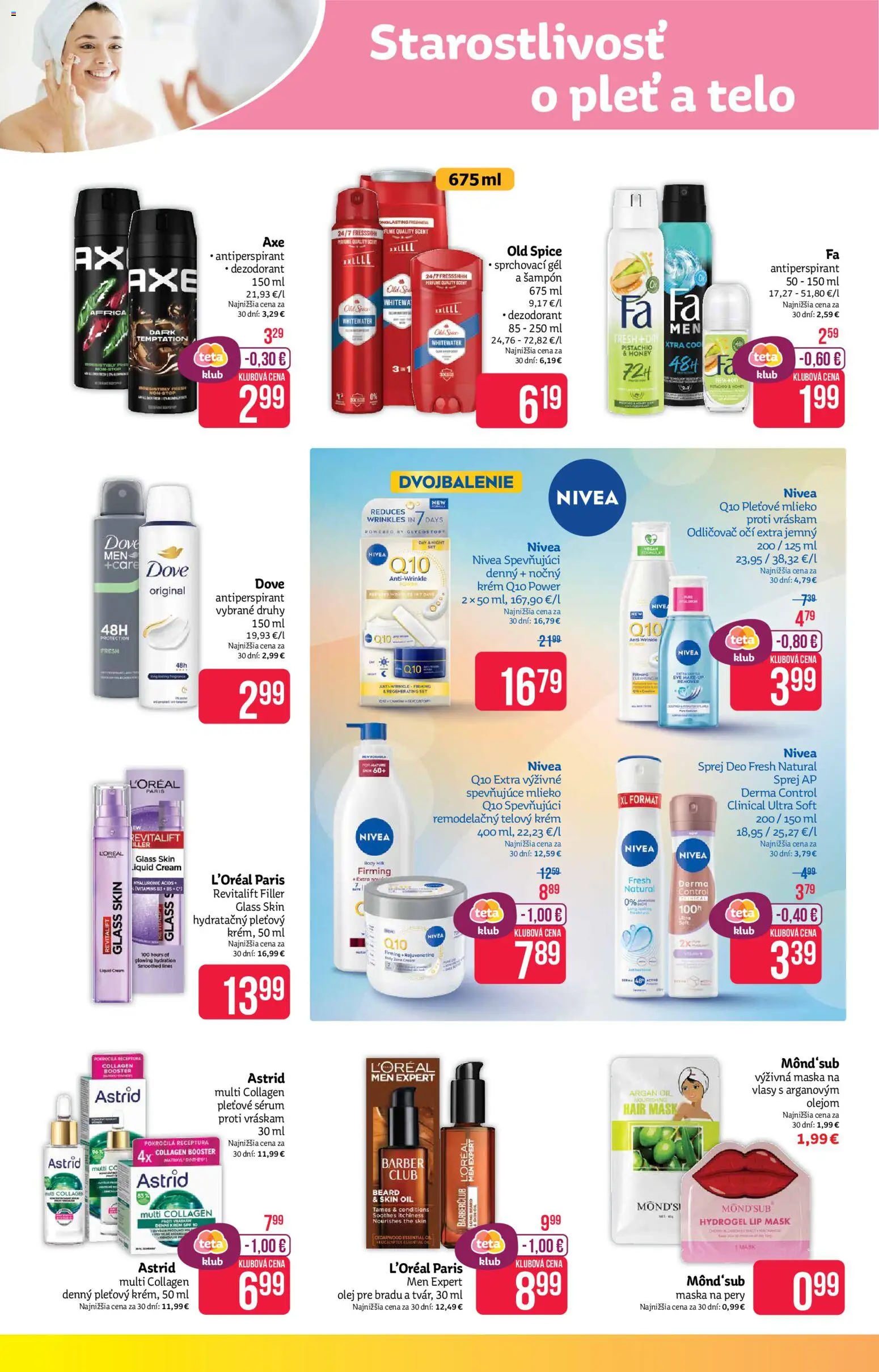 Nové Teta drogerie akcie – leták je platný od 31.08.2026 | Strana: 6 | Produkty: Nivea, Old Spice, Šampón, Maska