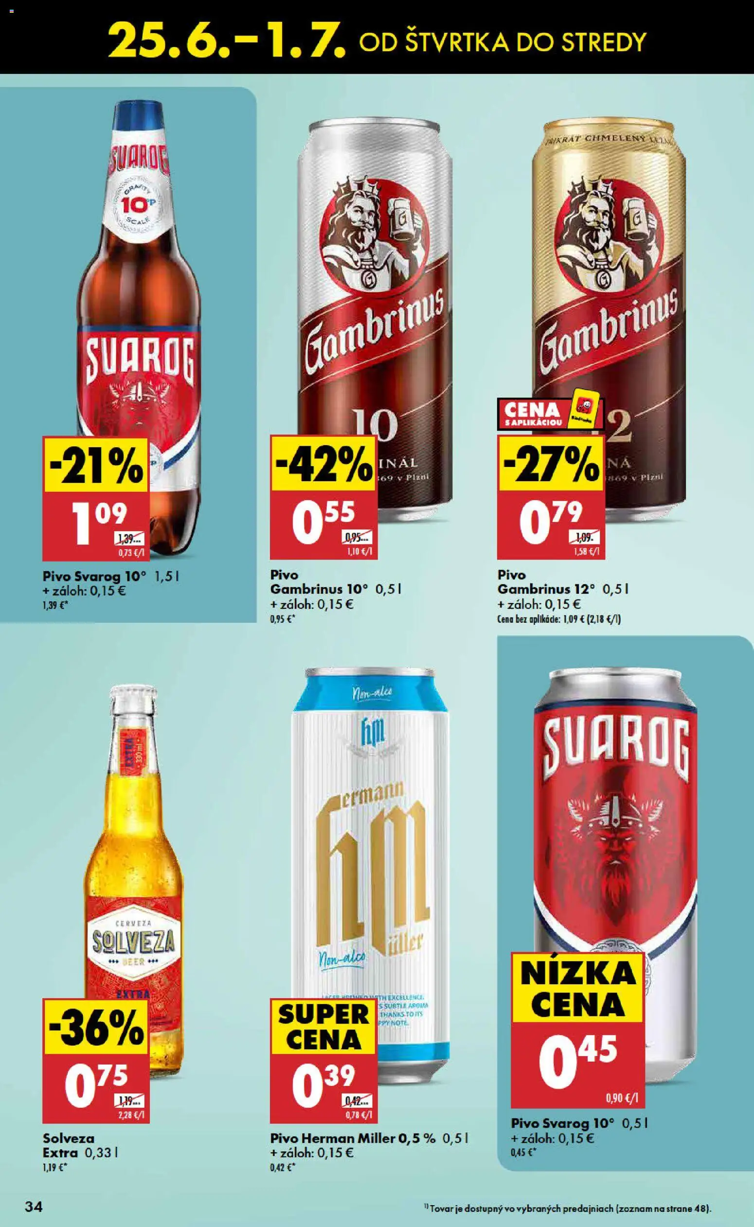 Nové Biedronka akcie – leták je platný od 25.06.2026 | Strana: 34 | Produkty: Pivo, Gambrinus