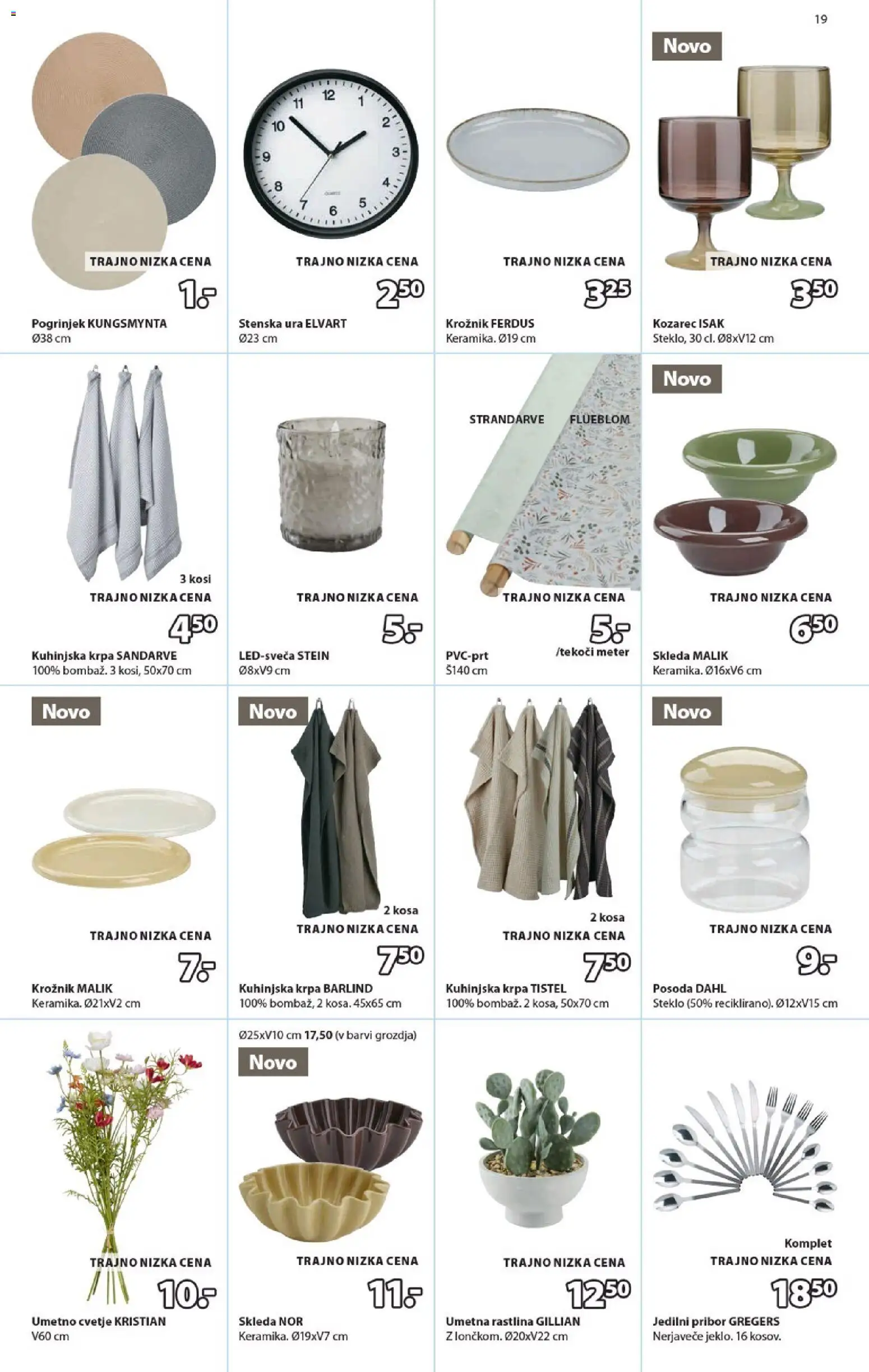 Novi JYSK katalog ponudbe – veljaven od 09.09.2026 | Stran: 19 | Izdelki: Ura, Stenska ura, Pribor, Cvetje