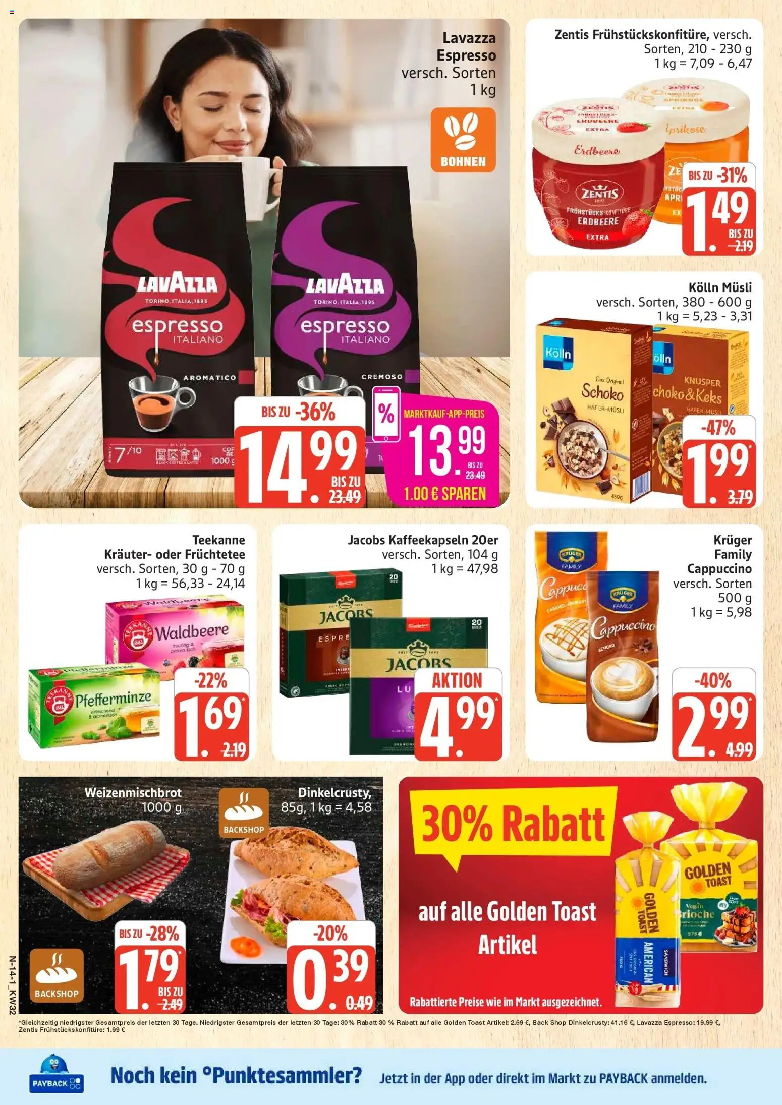 Marktkauf Prospekt Buxtehude (ab 03.08.2026) » Angebote online | Seite: 14 | Produkte: Musli, Kolln musli, Toast, Teekanne