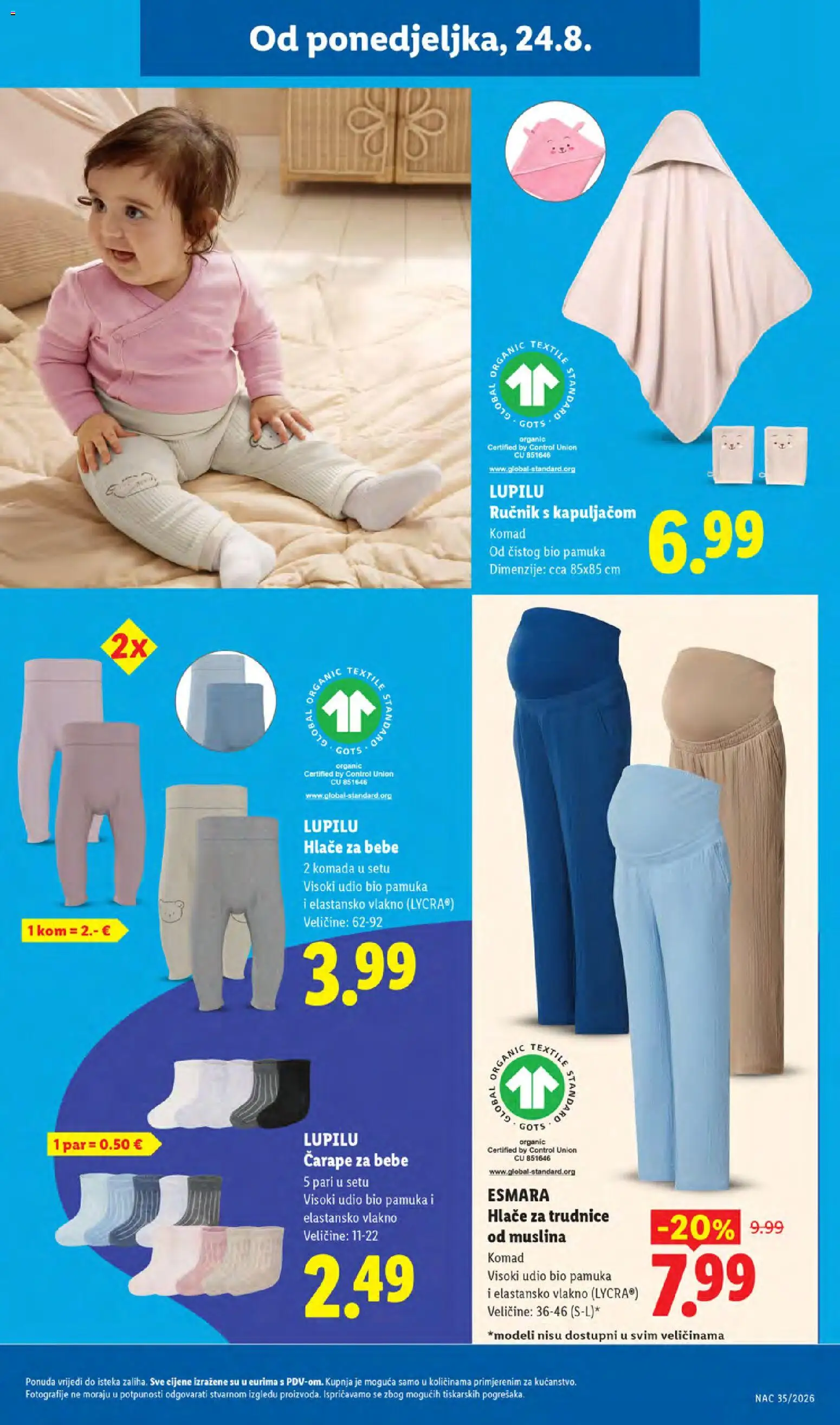 Lidl katalog | vrijedi od 24.08.2026 | Stranica: 21 | Proizvodi: Hlače za trudnice, Hlače, Ručnik, Čarape