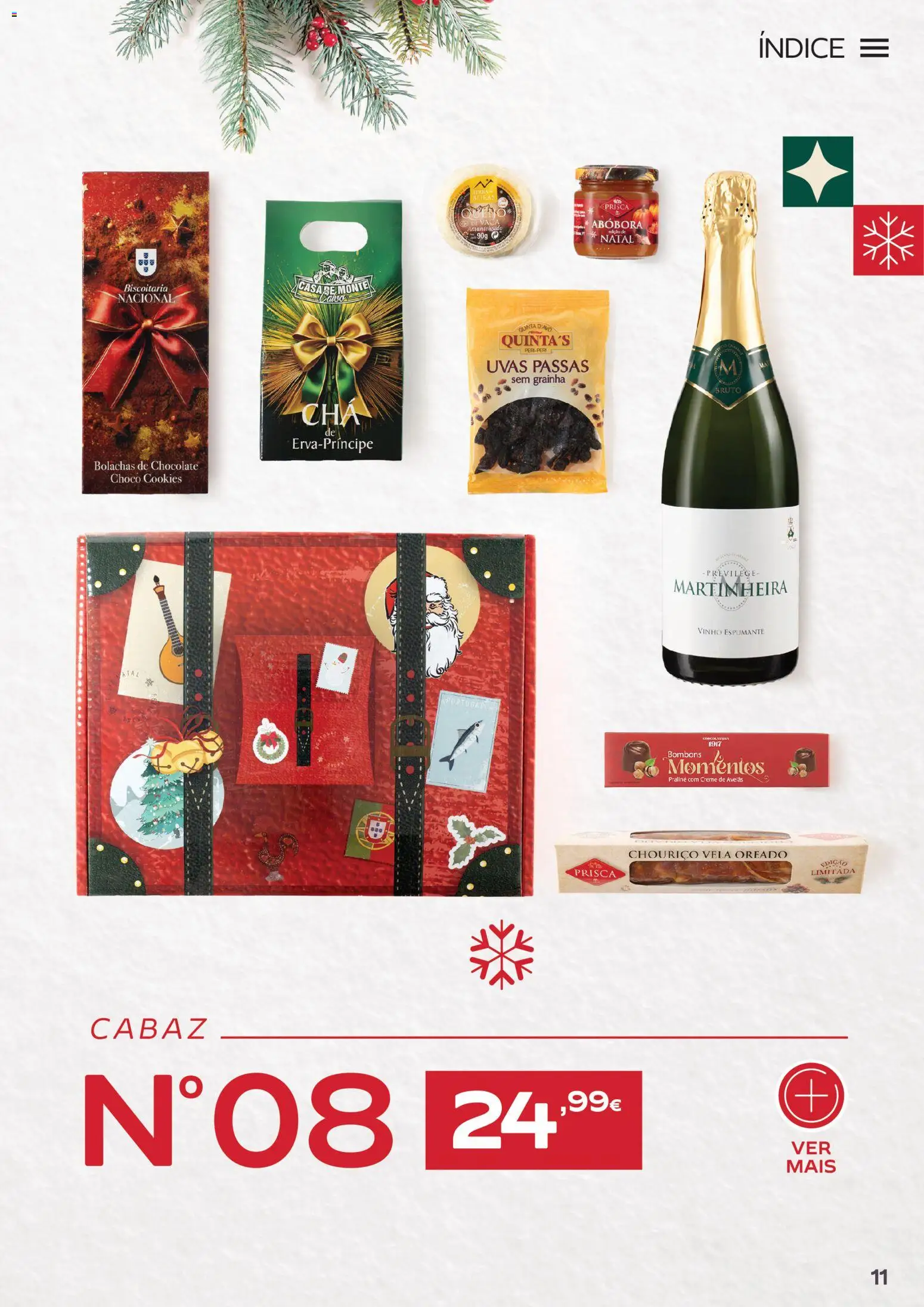 Continente Cabazes de Natal │ válido de 06/10/2026 | Página: 11 | Produtos: Bolachas de chocolate, Bolachas, Vinho, Uvas passas