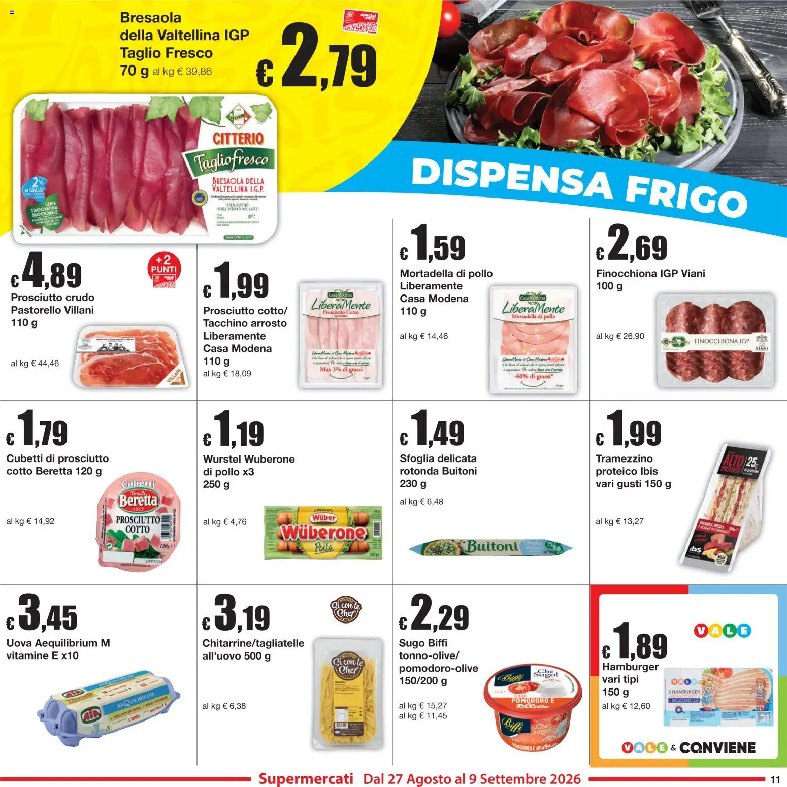 Volantino Sì con Te del 27/08/2026 | Pagina: 11 | Prodotti: Uova, Bresaola, Taglio, Tramezzino