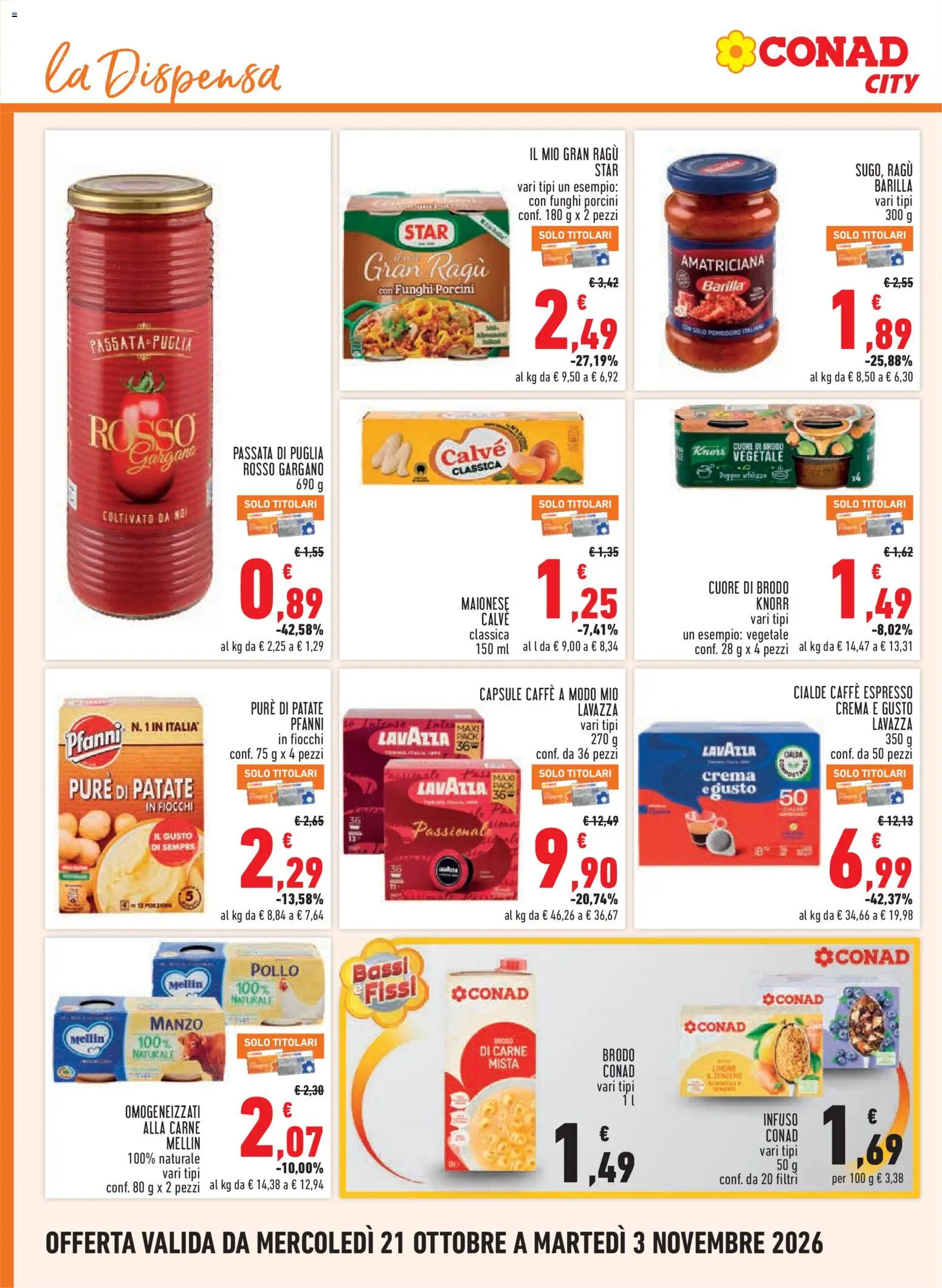 Volantino Conad del 21/10/2026 | Pagina: 14 | Prodotti: Crema, Barilla, Carne, Lavazza