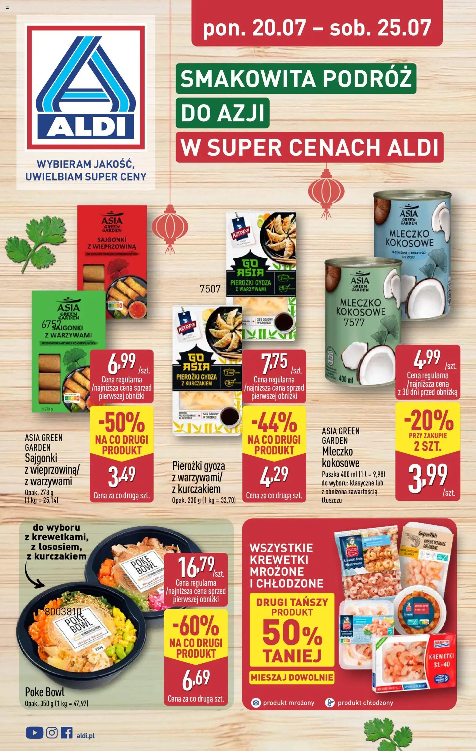 Aldi Polsko leták - Artykuły przemysłowe i tekstylia od 20.07.2026 | Strana: 1 | Produkty: Gyoza, Poke bowl