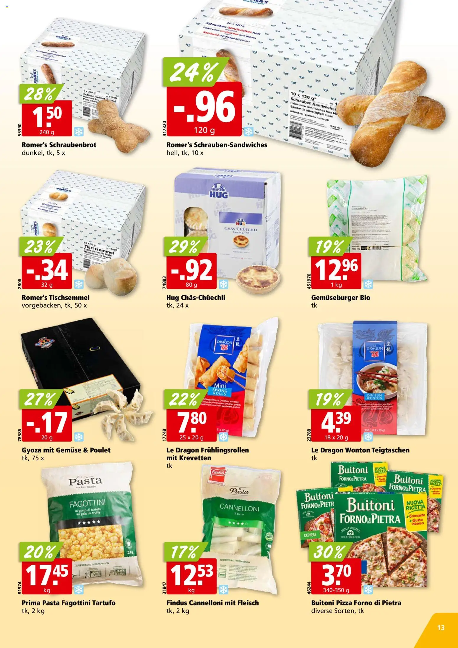 Aligro aktionen Chavannes, Matran, Genf, Sitten – gültig ab 29.06.2026 | Seite: 13 | Produkte: Pizza, Gemüse, Pasta