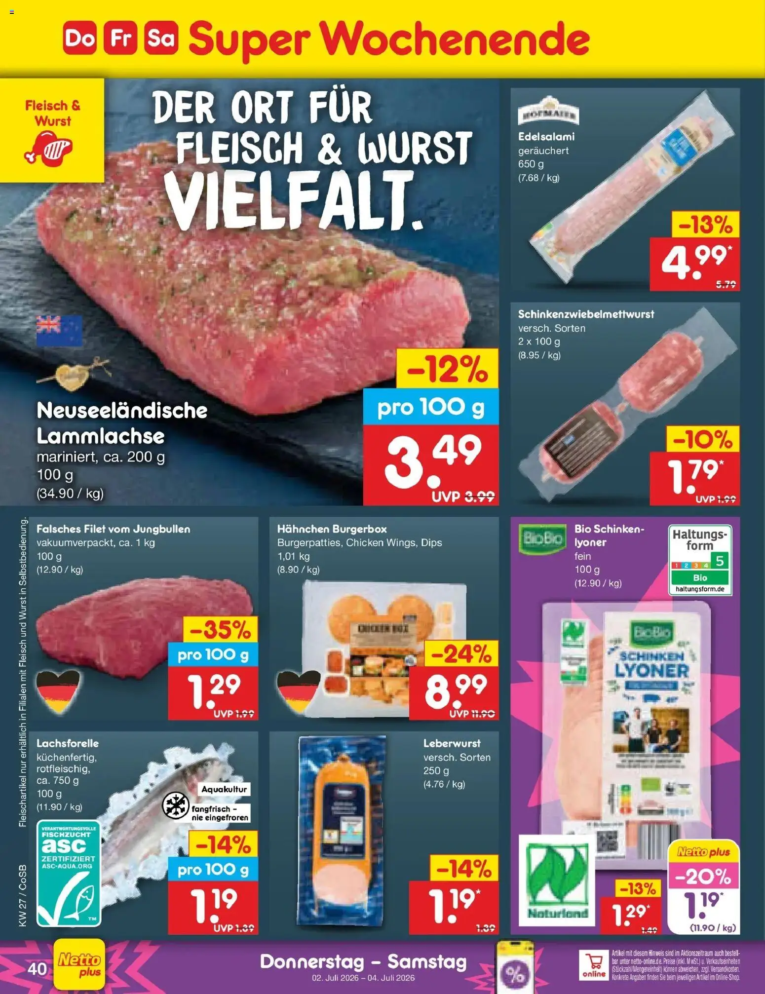 Netto Marken-Discount Prospekt Bitterfeld-Wolfen – gültig ab 29.06.2026 | Seite: 58 | Produkte: Hahnchen, Wurst, Schinken, Fleisch