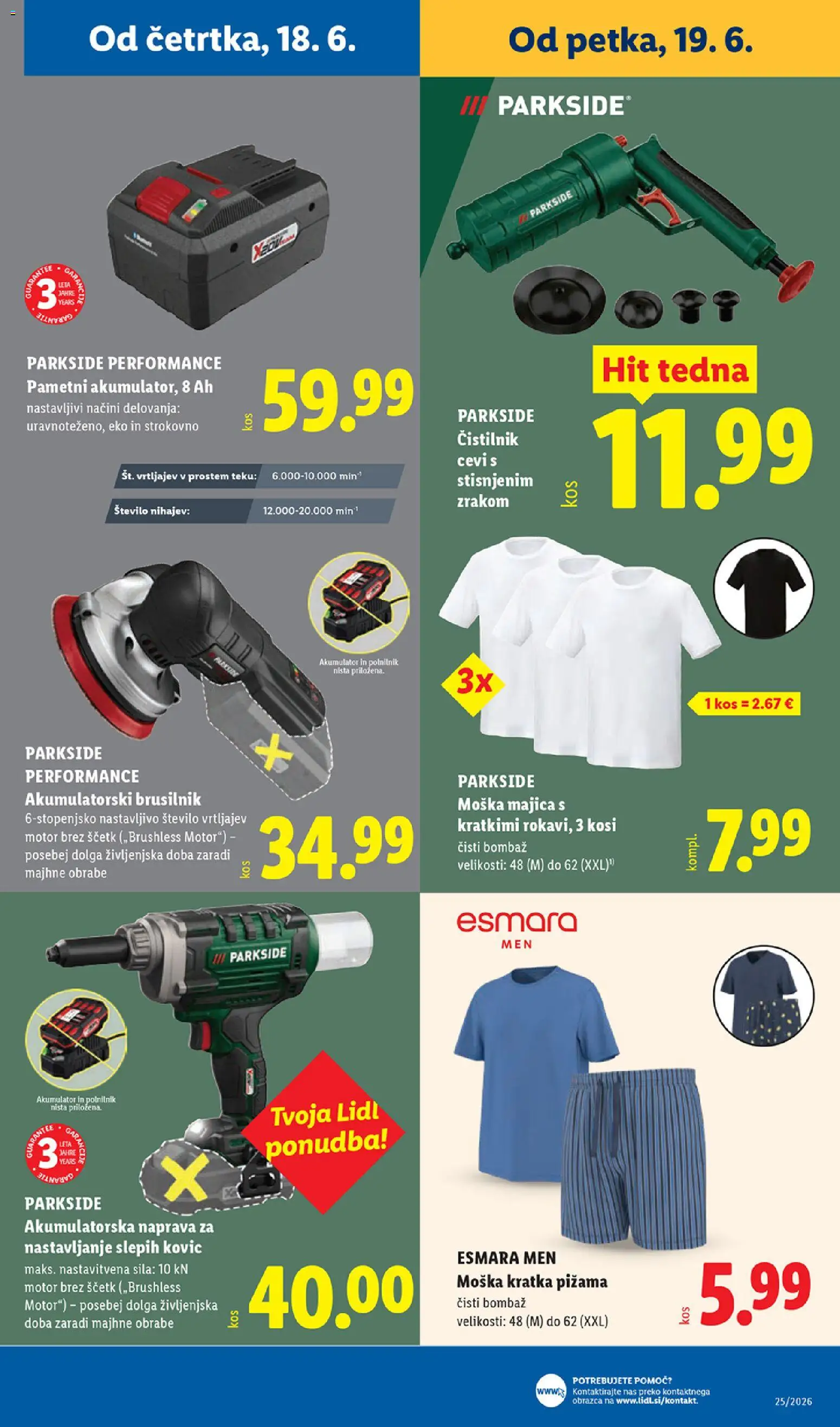 Novi Lidl katalog ponudbe – veljaven od 18.06.2026 | Stran: 35 | Izdelki: Pižama, Polnilnik, Majica, Brusilnik