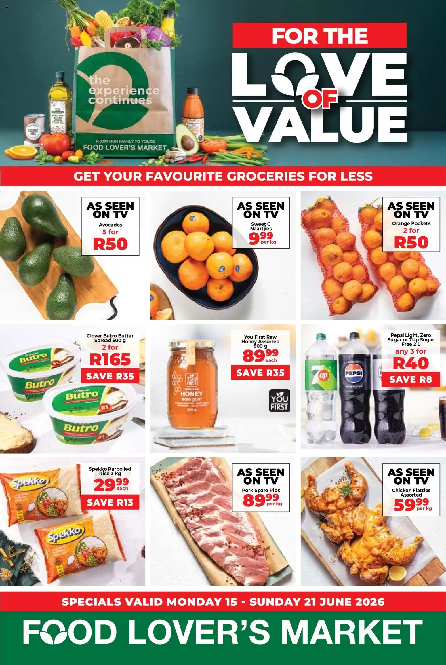 New Food Lover's Market catalogue – valid from 15.06.2026 | Page: 1 | Products: TV, Chicken, Rice, Sugar