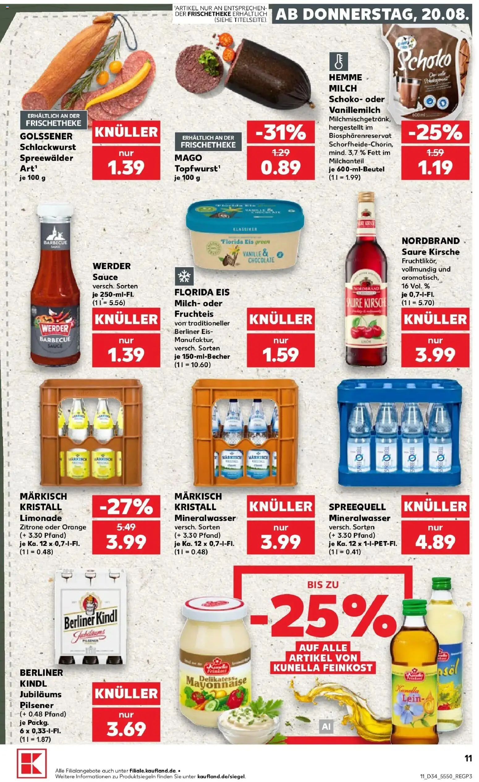 Prospekt Kaufland ab 17.08.2026 » Angebote Online zum Blättern | Seite: 22 | Produkte: Berliner, Limonade, Mineralwasser, Eis