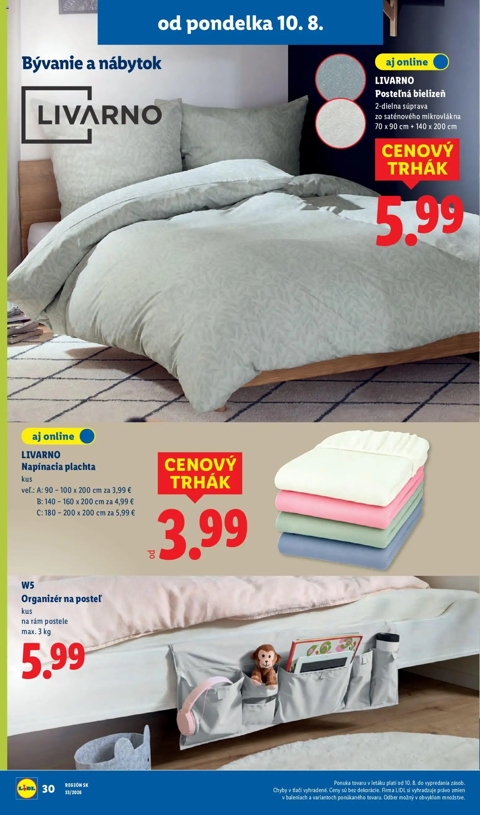 Nové Lidl akcie – leták je platný od 10.08.2026 | Strana: 42 | Produkty: Nábytok, Organizér, Plachta, Posteľ