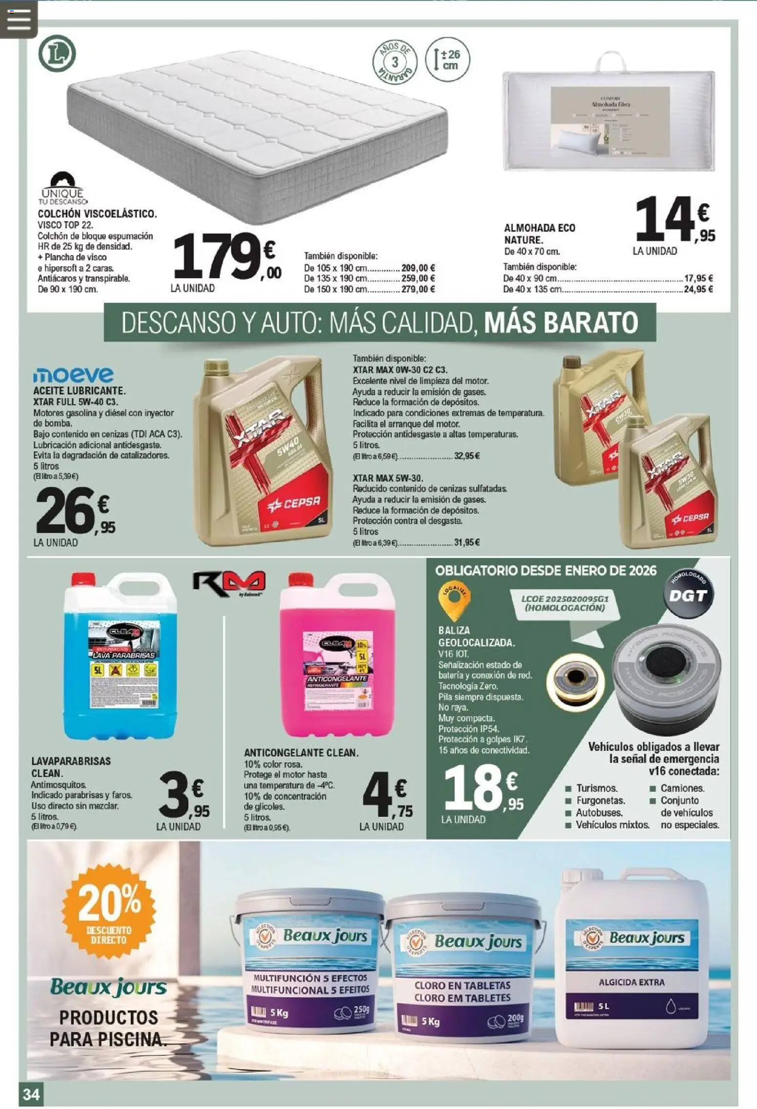 E.Leclerc Miranda de Ebro │ válido desde el 01/07/2026 | Página: 34 | Productos: Aceite, Colchon, Plancha, Batería