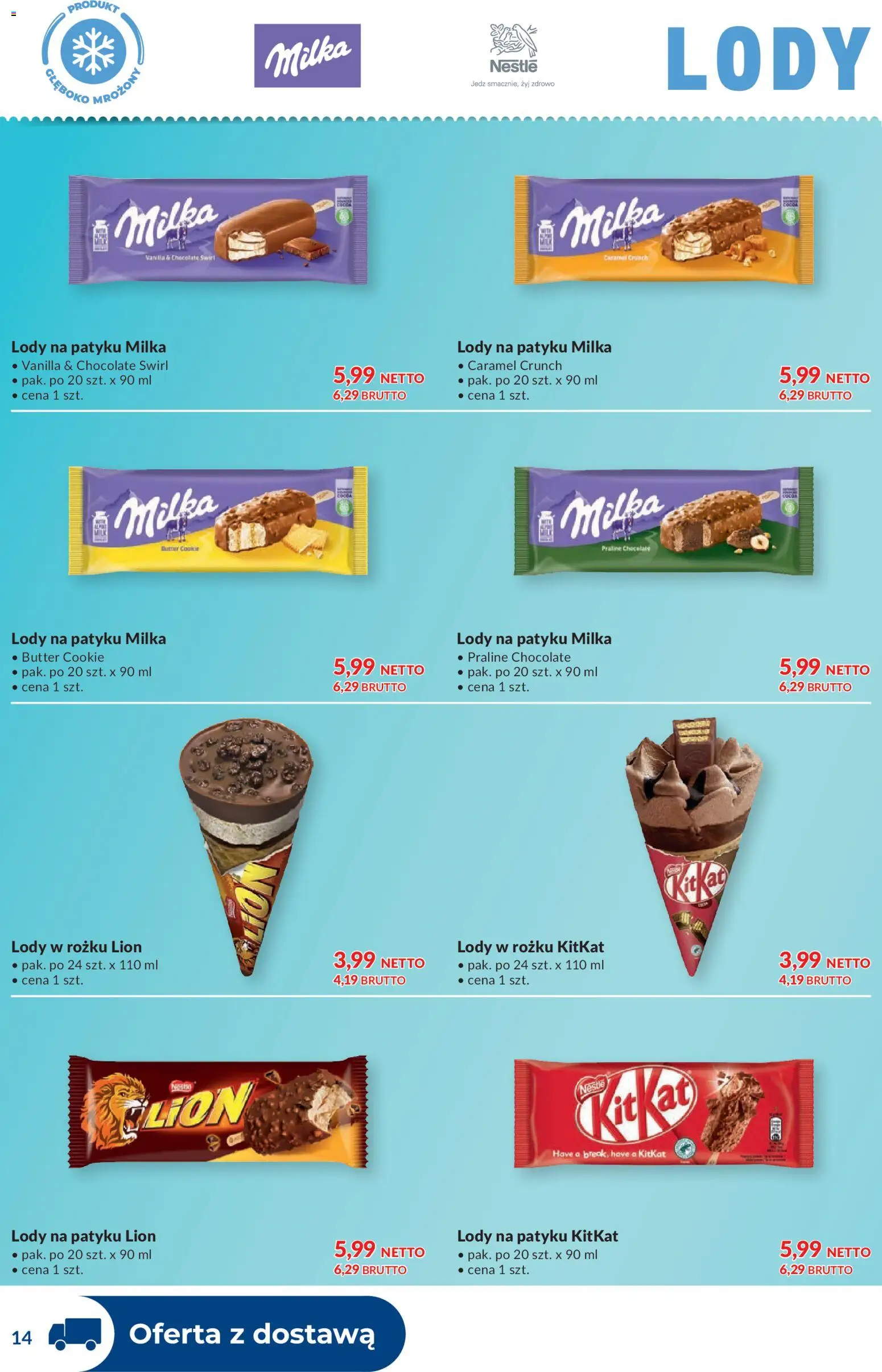 Makro gazetka - Dystrybucja do sklepów od 04.08.2026 | Strona: 14 | Produkty: Milka, Lody na patyku, Lody