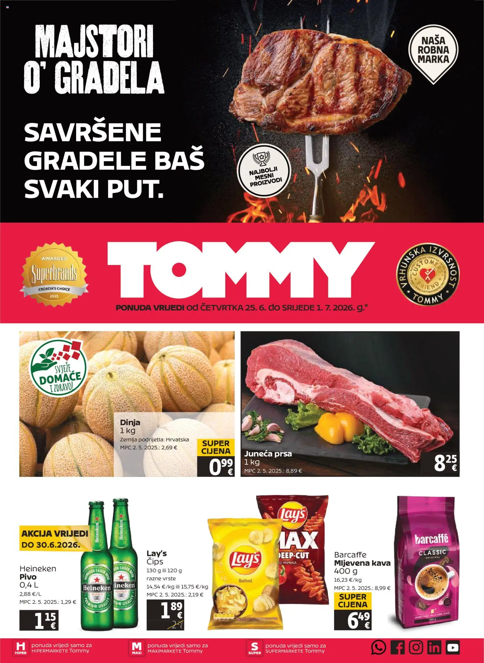 Tommy katalog | vrijedi od 25.06.2026 | Stranica: 1 | Proizvodi: Mljevena kava, Kava, Čips, Dinja