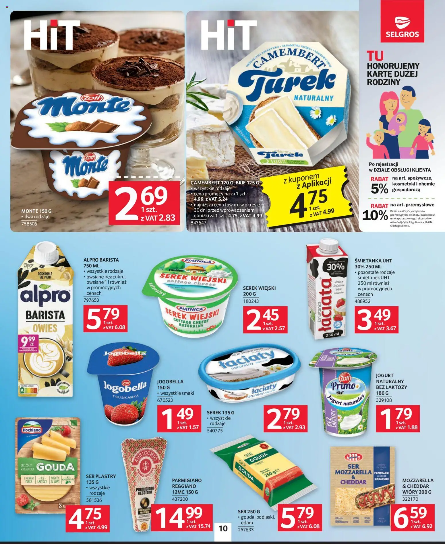 Selgros cash&carry gazetka od 22.10.2026 | Strona: 10 | Produkty: Serek, Mleka, Piątnica, Camembert