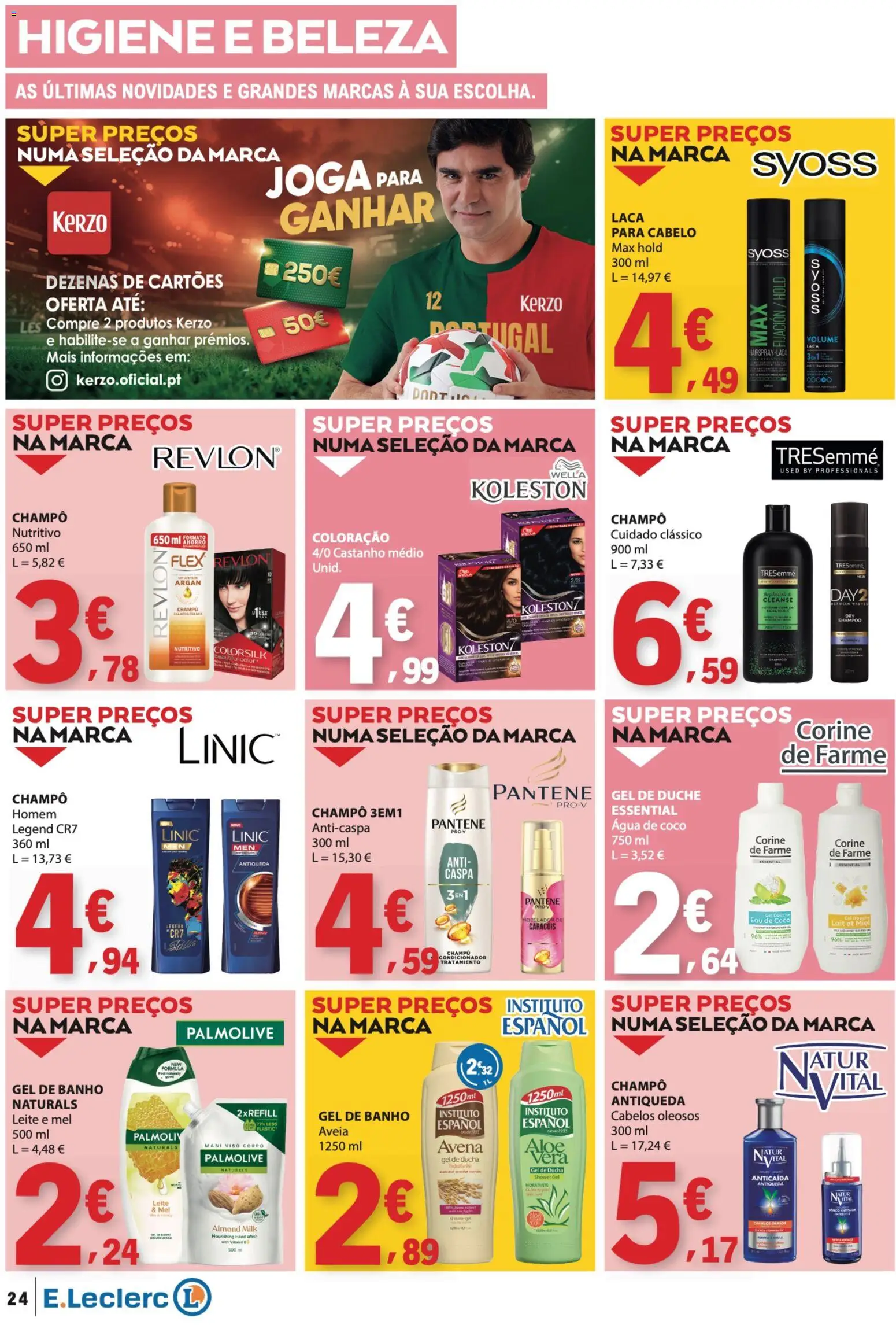 E.Leclerc folheto │ válido de 28.05.2026 | Página: 24 | Produtos: Agua, Shampoo, Leite, Mel
