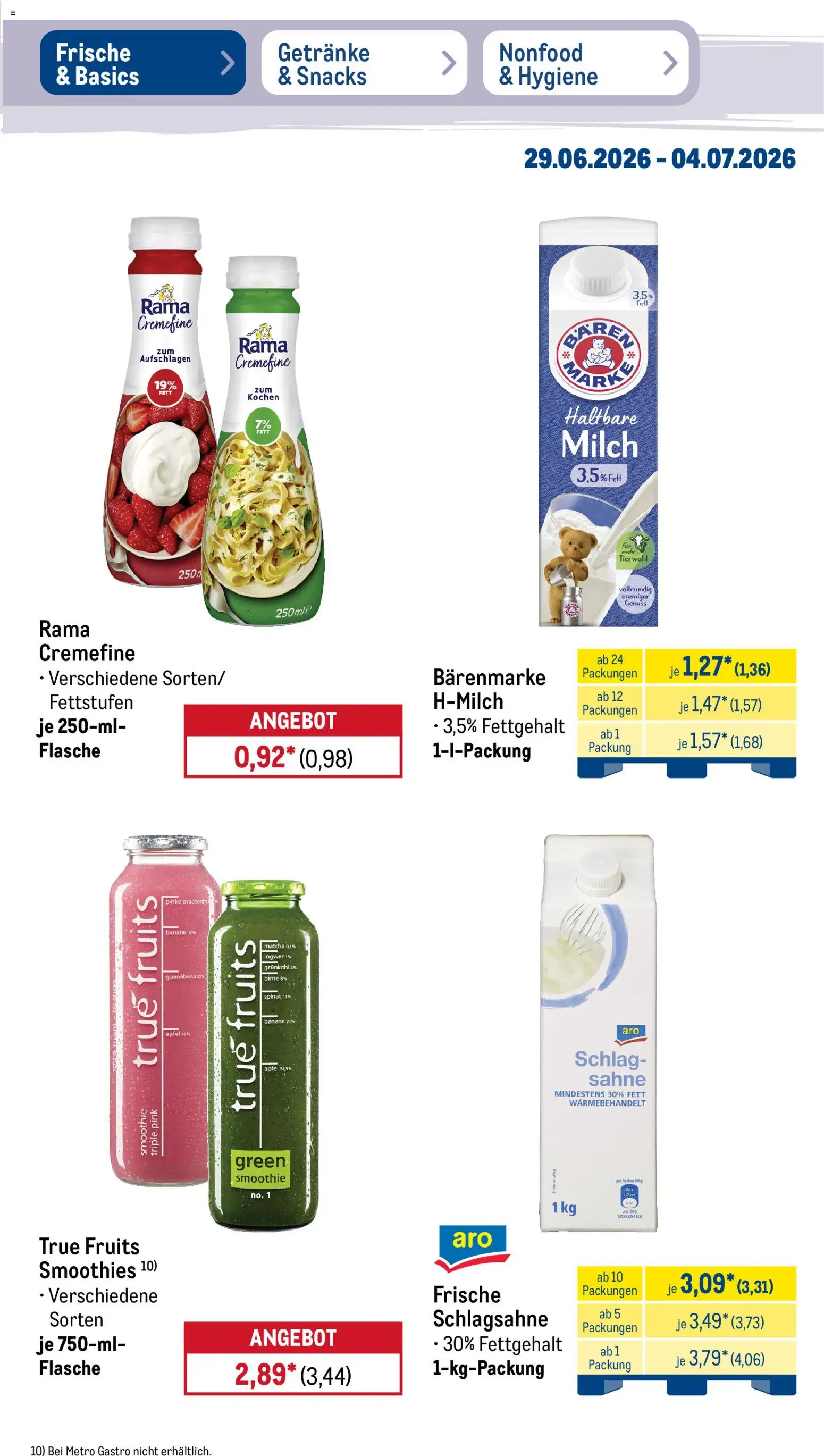 Metro Non Food & Hygiene – gültig ab 29.06.2026 | Seite: 46 | Produkte: Rama, Schlagsahne, Rama cremefine, Äpfel