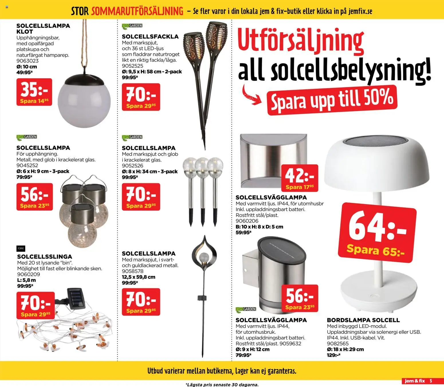 Jem & Fix reklamblad aktuell från 03/08/2026 | Sida: 5 | Produkter: Solcellsbelysning, Bordslampa