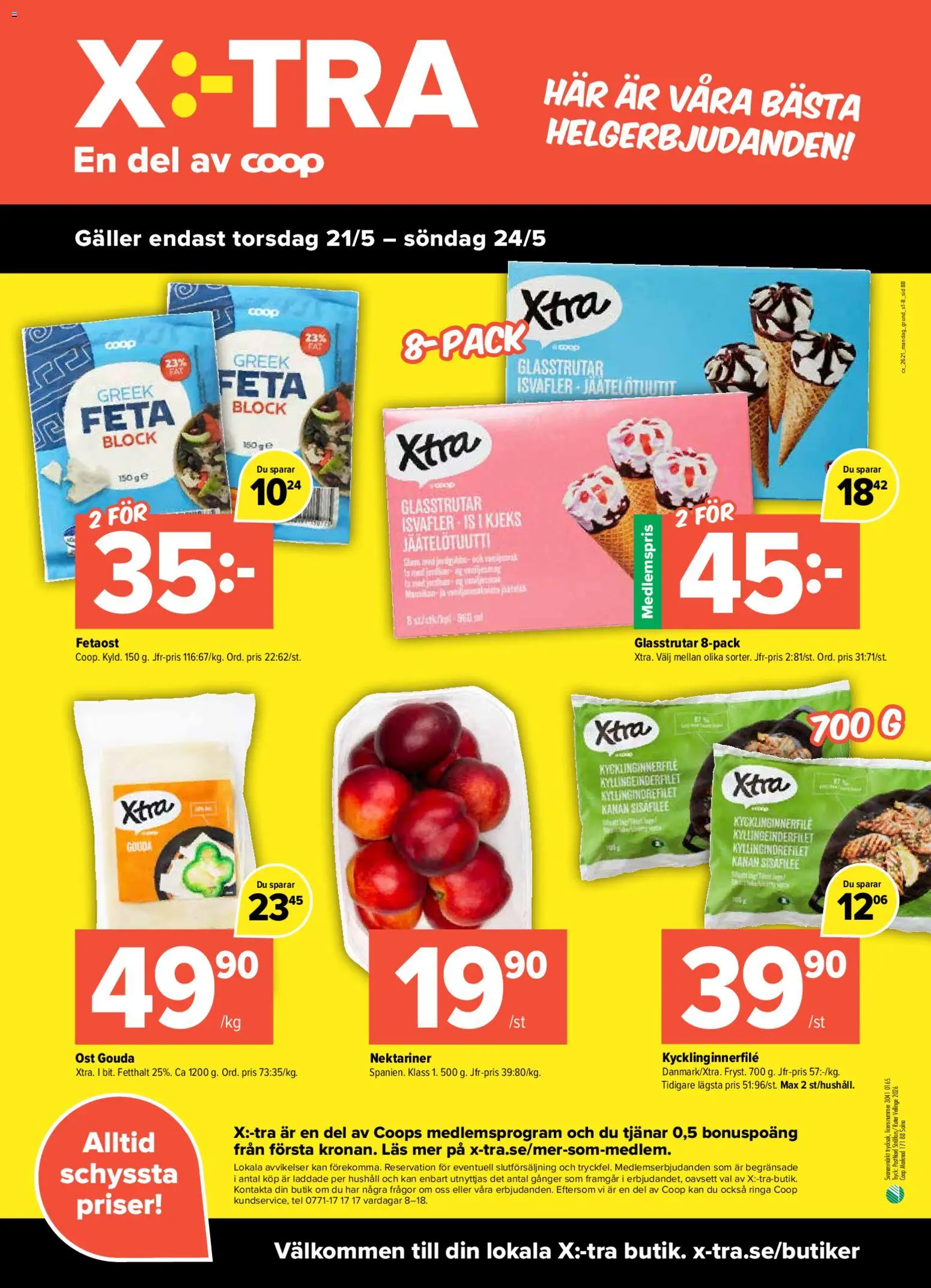 Coop X:-TRA reklamblad aktuell från 18.05.2026 | Sida: 8 | Produkter: Galler, Fetaost, Ost